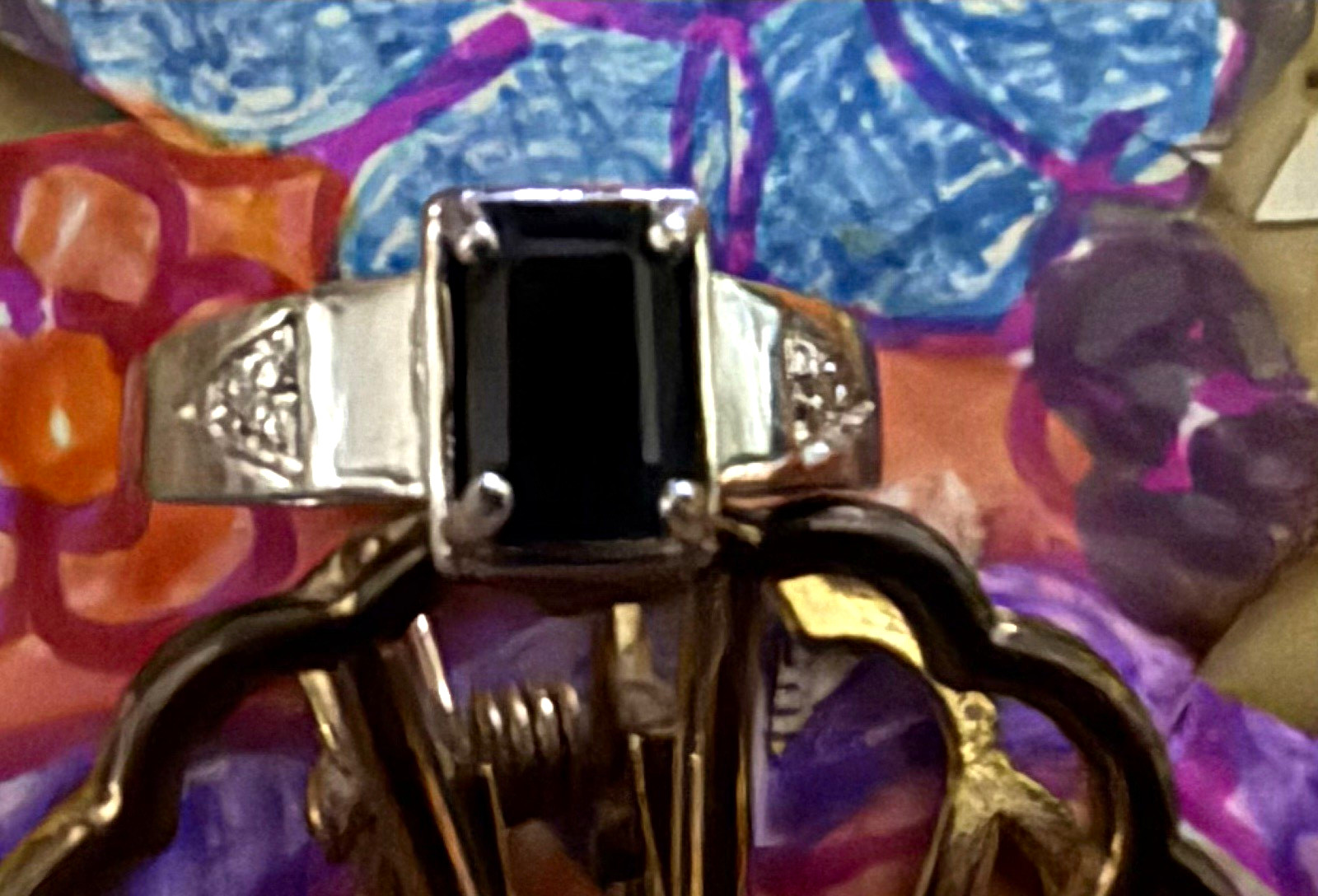 New Dark Blue Genuine Sapphire Ring sz7 w/real Diamond accents stamped 925 RT