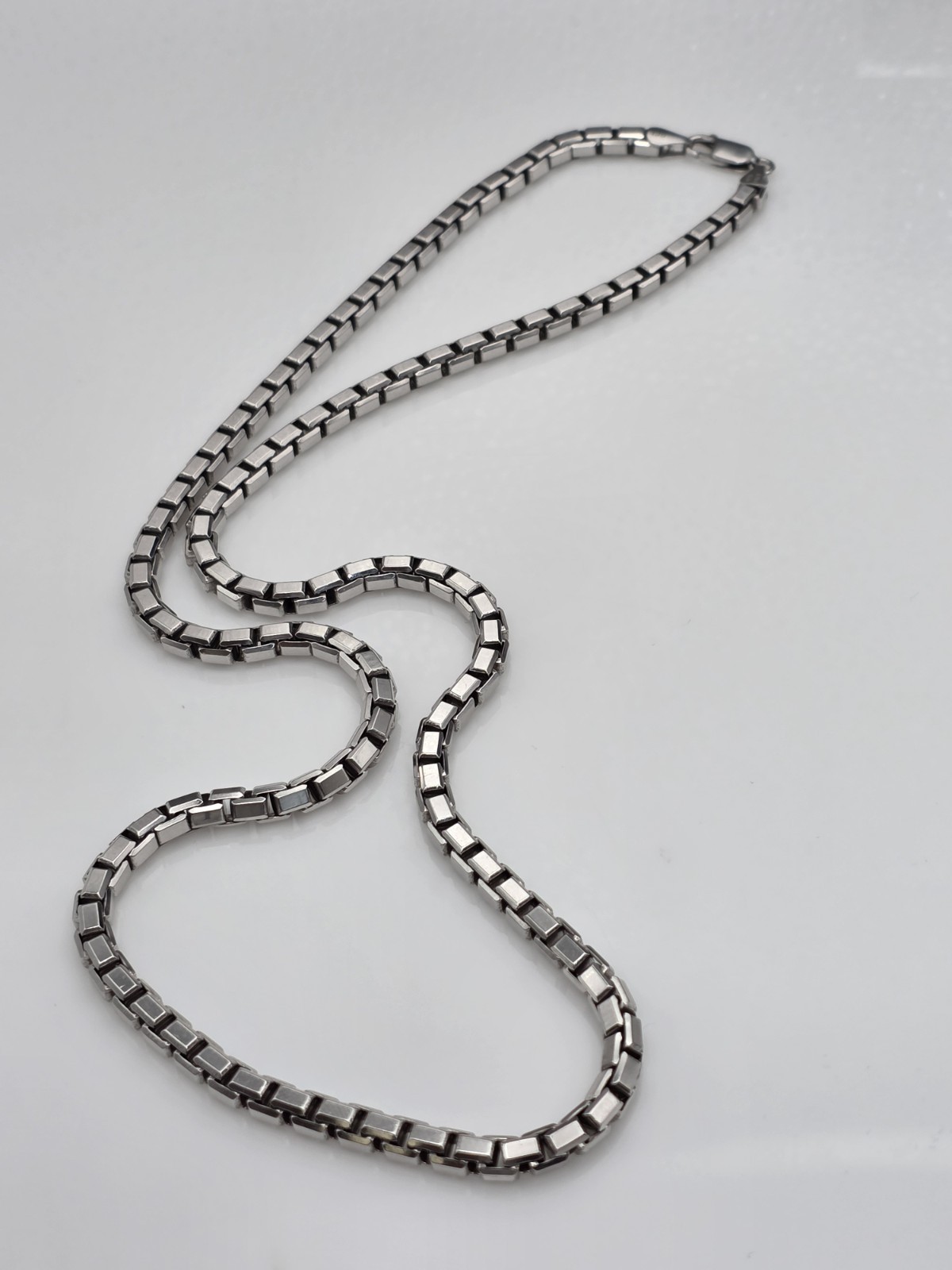 BOX CHAIN RHODIUM PLATED ANTI TARNISH STERLING SILVER 925 4.5MM (24″ INCH LONG)