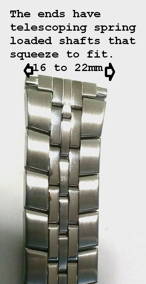 16-22mm Silver Tone Stainless Steel Security Clasp Bracelet Link Watch Band