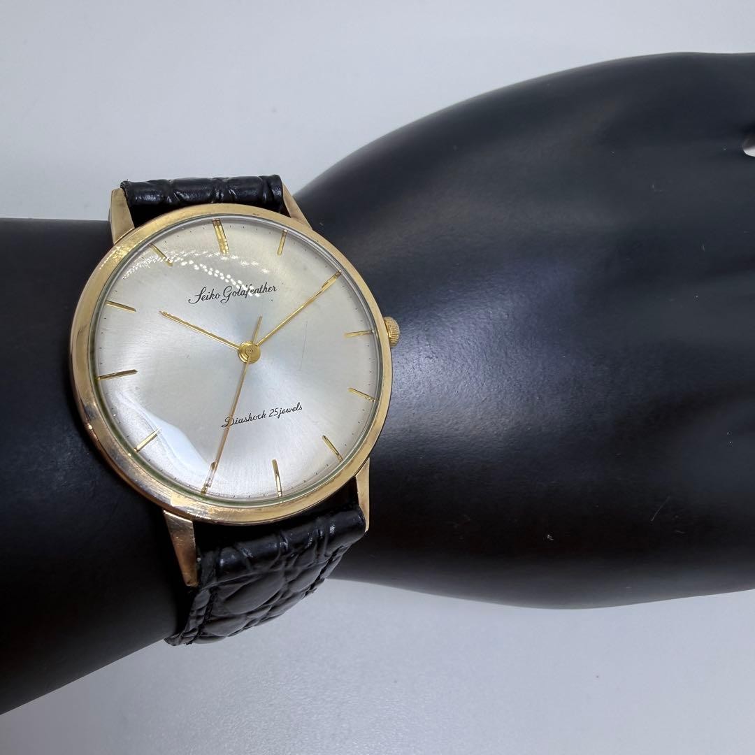 Working Seiko Gold Feather J14060 25 jewels 14KGF hand wound thin model