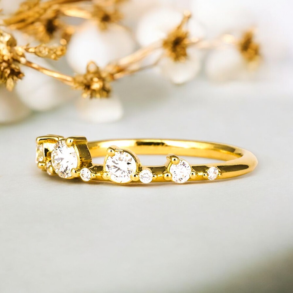 Diamond Stacking Band Yellow Gold 0.50 Ct Lab Grown 18K GLI HRD Round Cut Ring