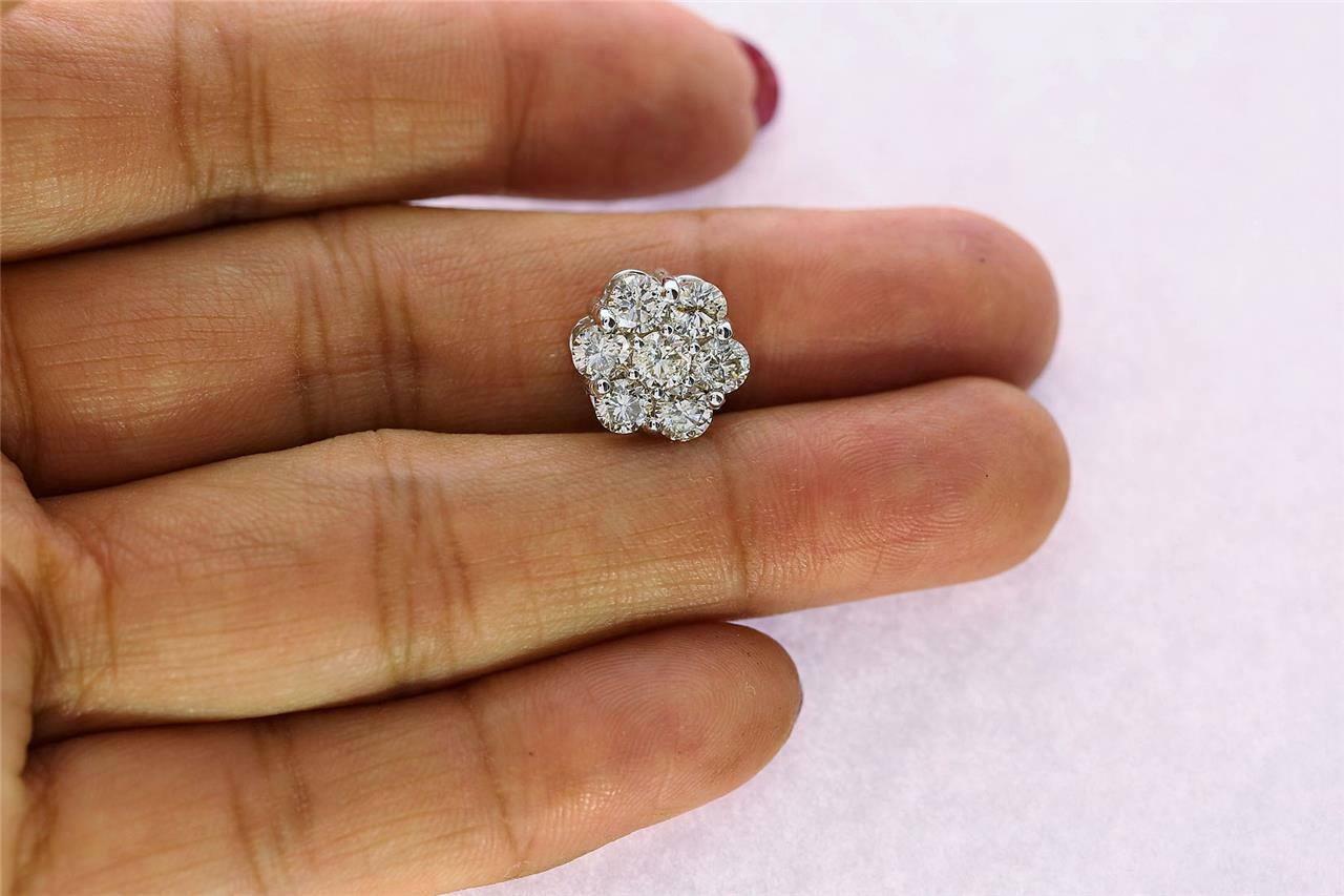 Cluster Pendant Necklace SI1 G 1.60 Carat Round Diamond 14K Rose Gold 11.00 MM