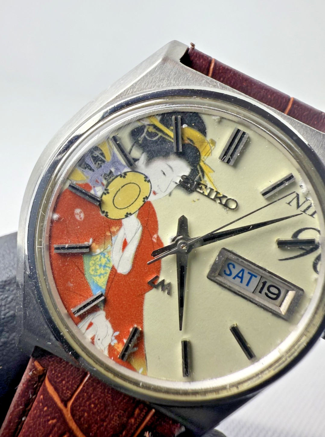Rare SEIKO Lord Matic 5606-7010 Ukiyo-e Dial Japan
