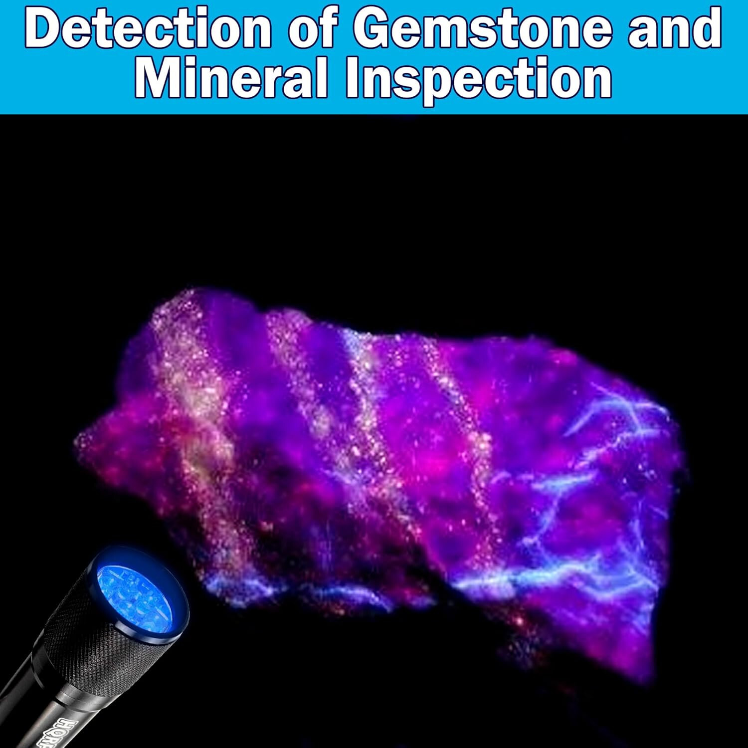 HQRP UV long wave black fluorescent light 365nm Gems Stones Jewelry Flashlight