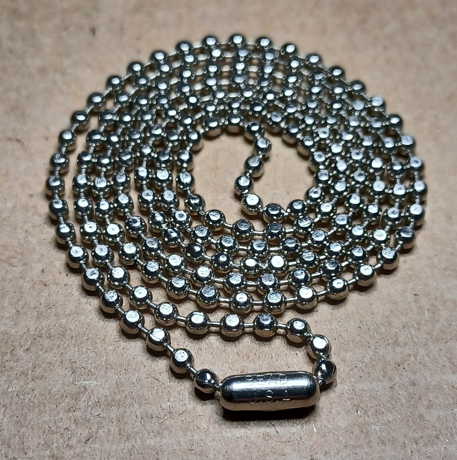 2pcs 24″ Nickel Plated Steel 2.4mm Flat Ball Bead Stylish Dog Tag Chain USA Made