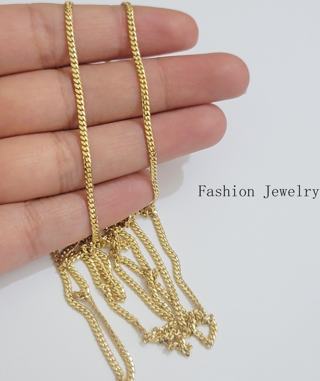 Real 18k Yellow Gold Necklace Chain Miami Cuban Link 2mm 24 Inch Real 18kt Solid