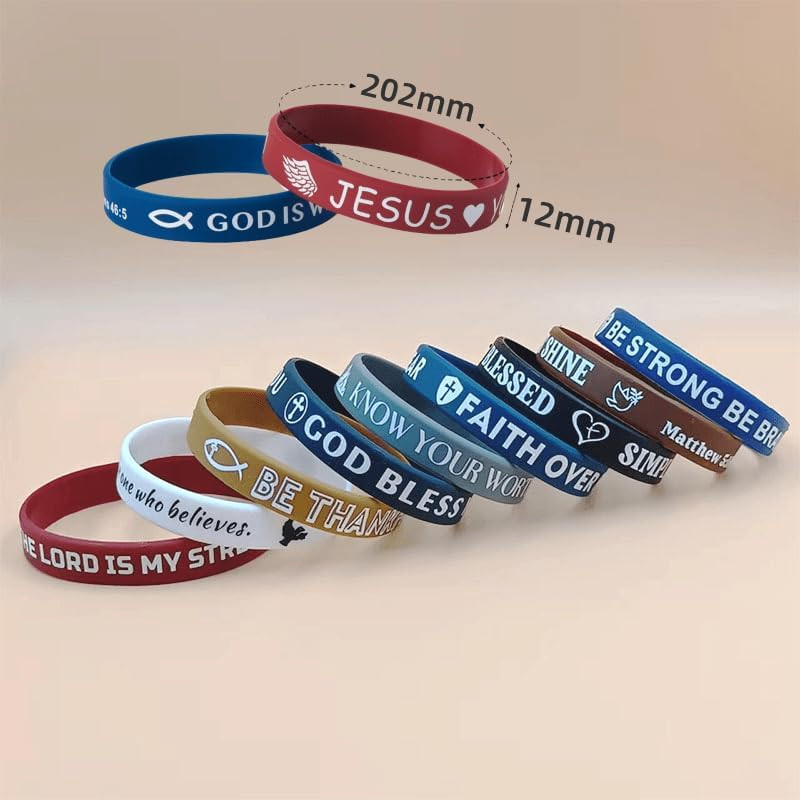 20PCS Bible Verse Silicone Bracelets Bible Verse Rubber Bracelets Religious Chri