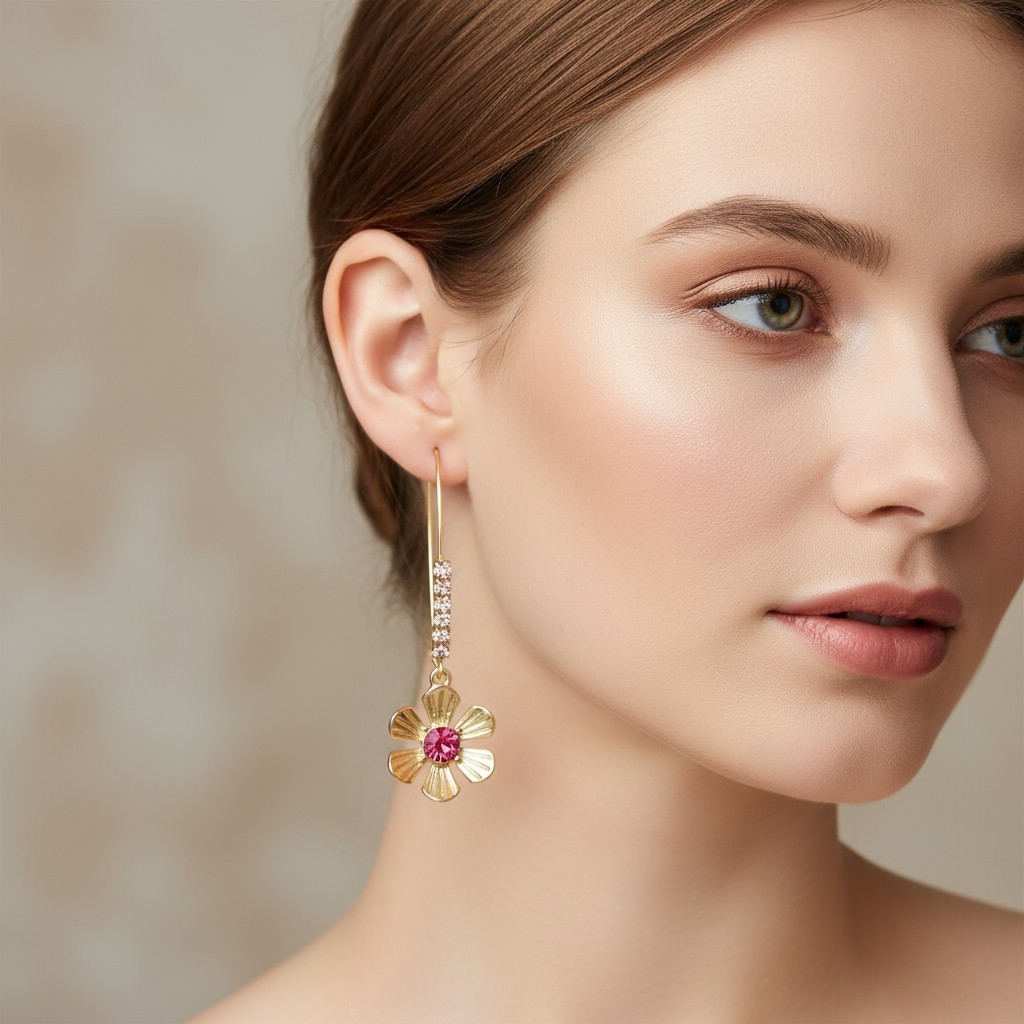 US Seller Betsey Johnson Flower Long Drop Earrings