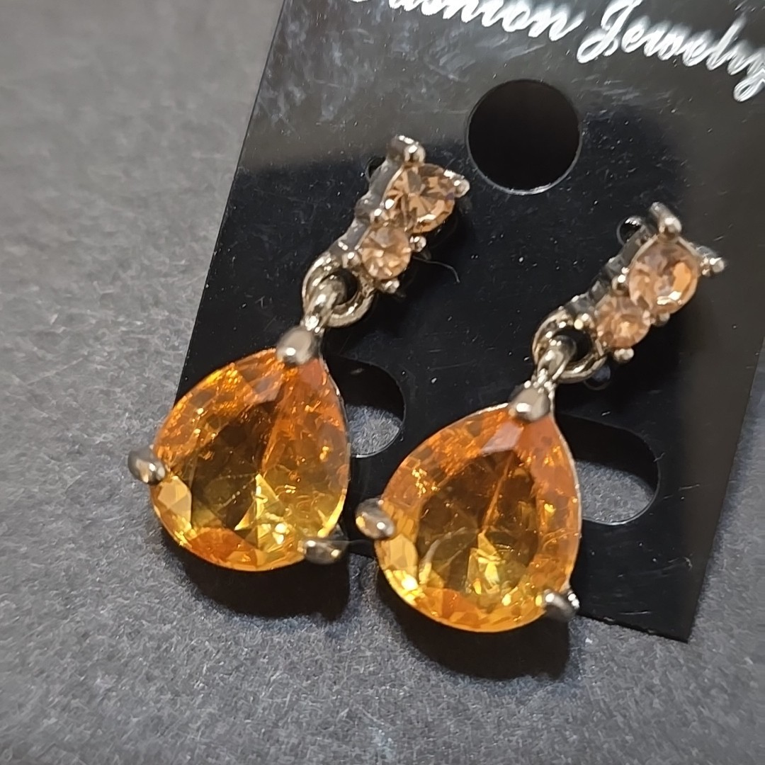 citrine dangle Faux earrings vintage