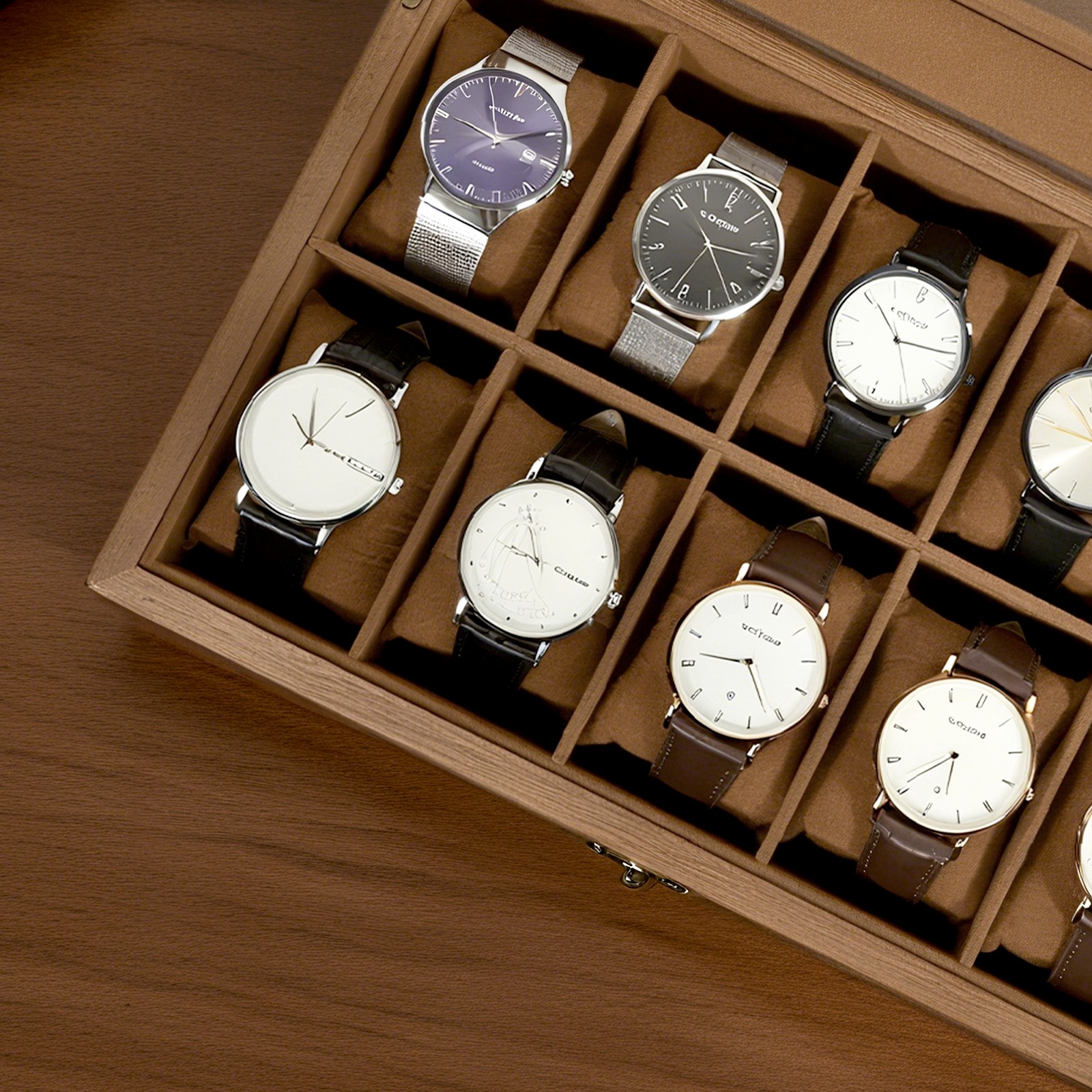 10 Slots Watch Box Wooden Jewelry Organizer Display Case with Glass Lid Gift