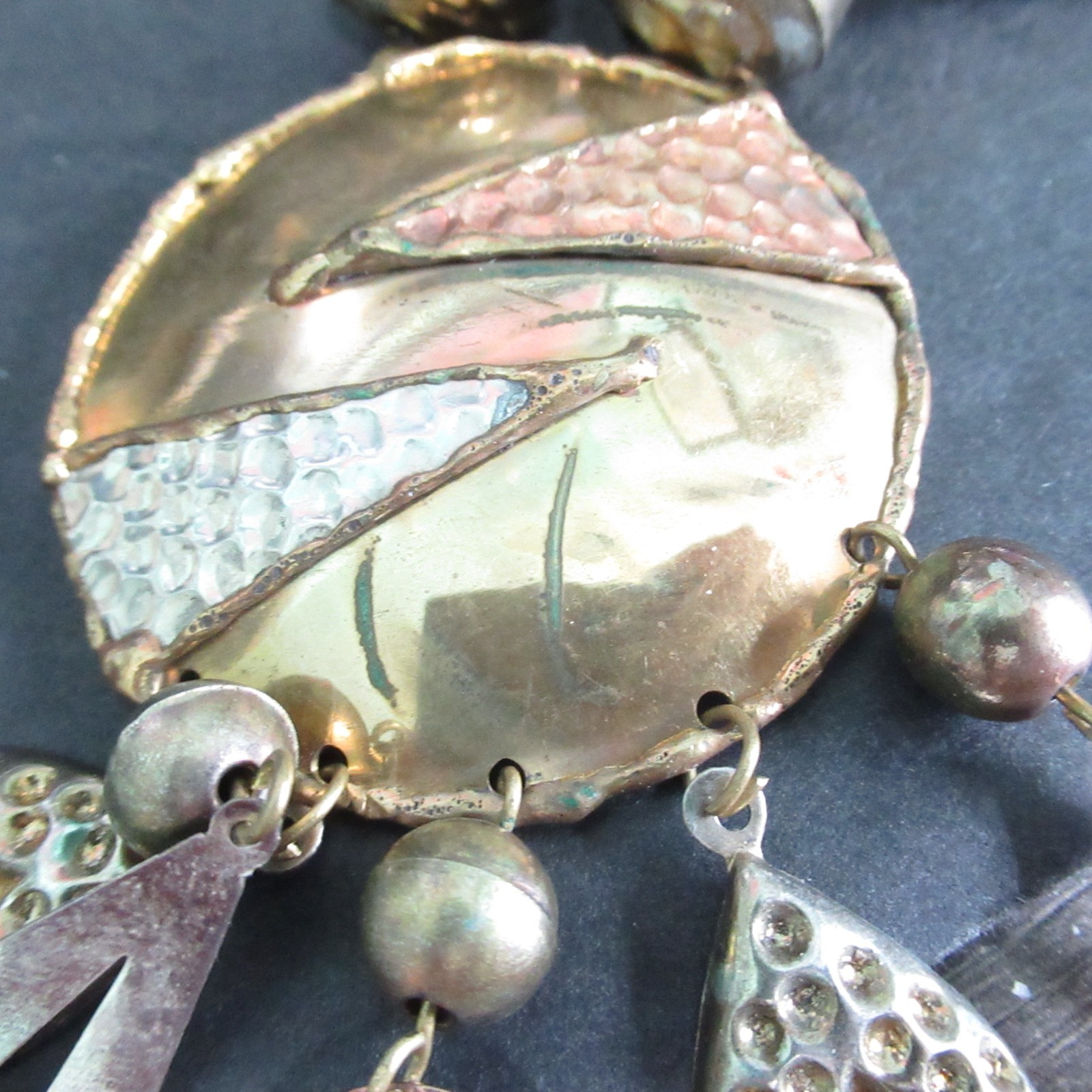 Mixed Metal Brass Pendant and Plastic Beads Boho Necklace
