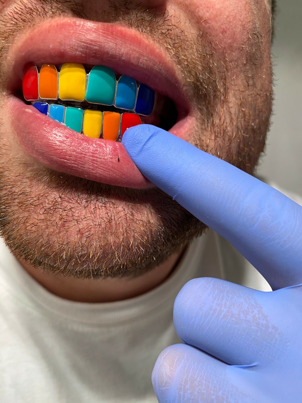Real SOLID 925 Sterling Silver GRILLZ Teeth Top Bottom Tekashi69 Rainbow Color