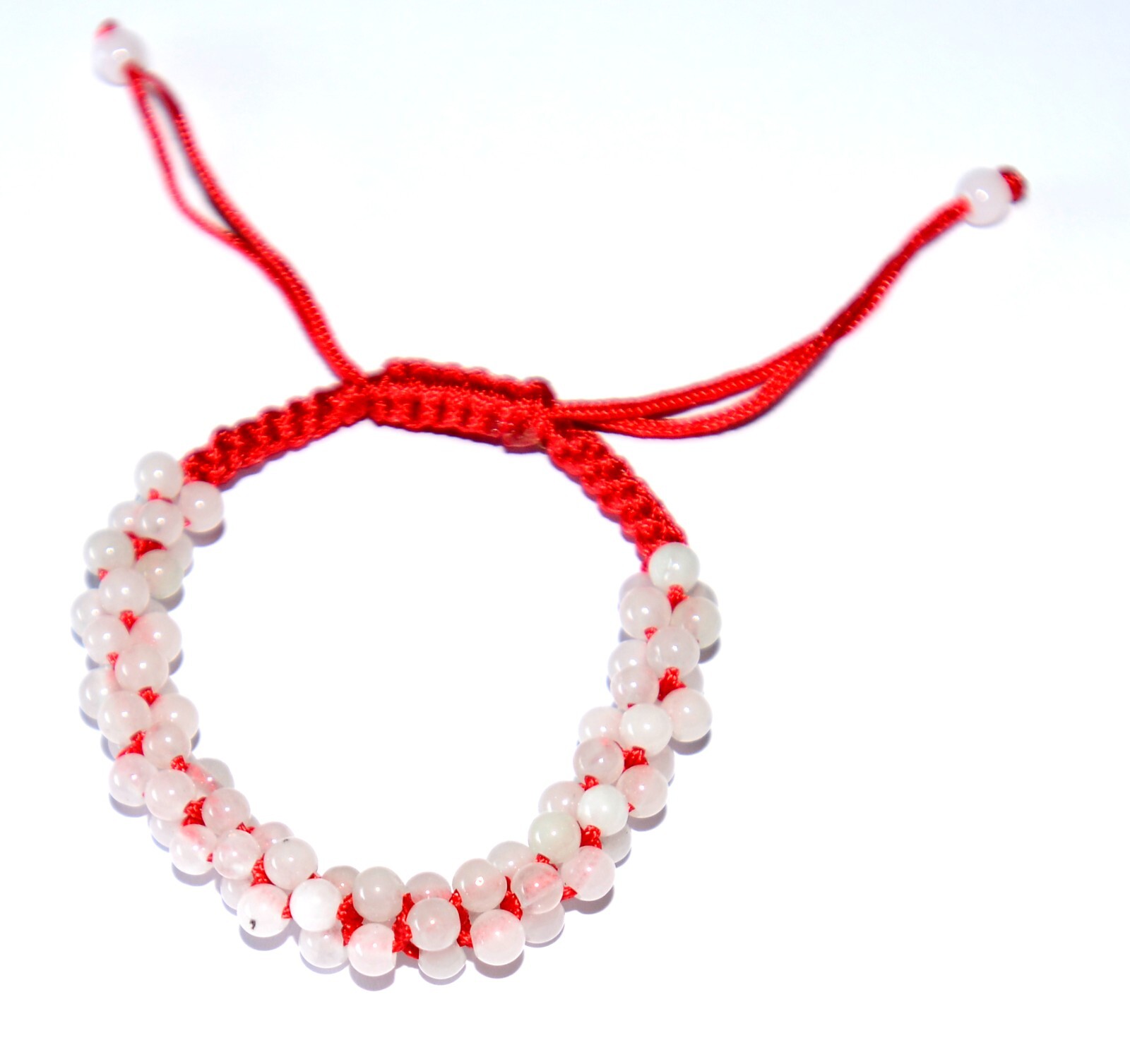 Macrame Friendship Adjustable Red Cord Feng Shui Pink Jade Beads Charm Bracelet