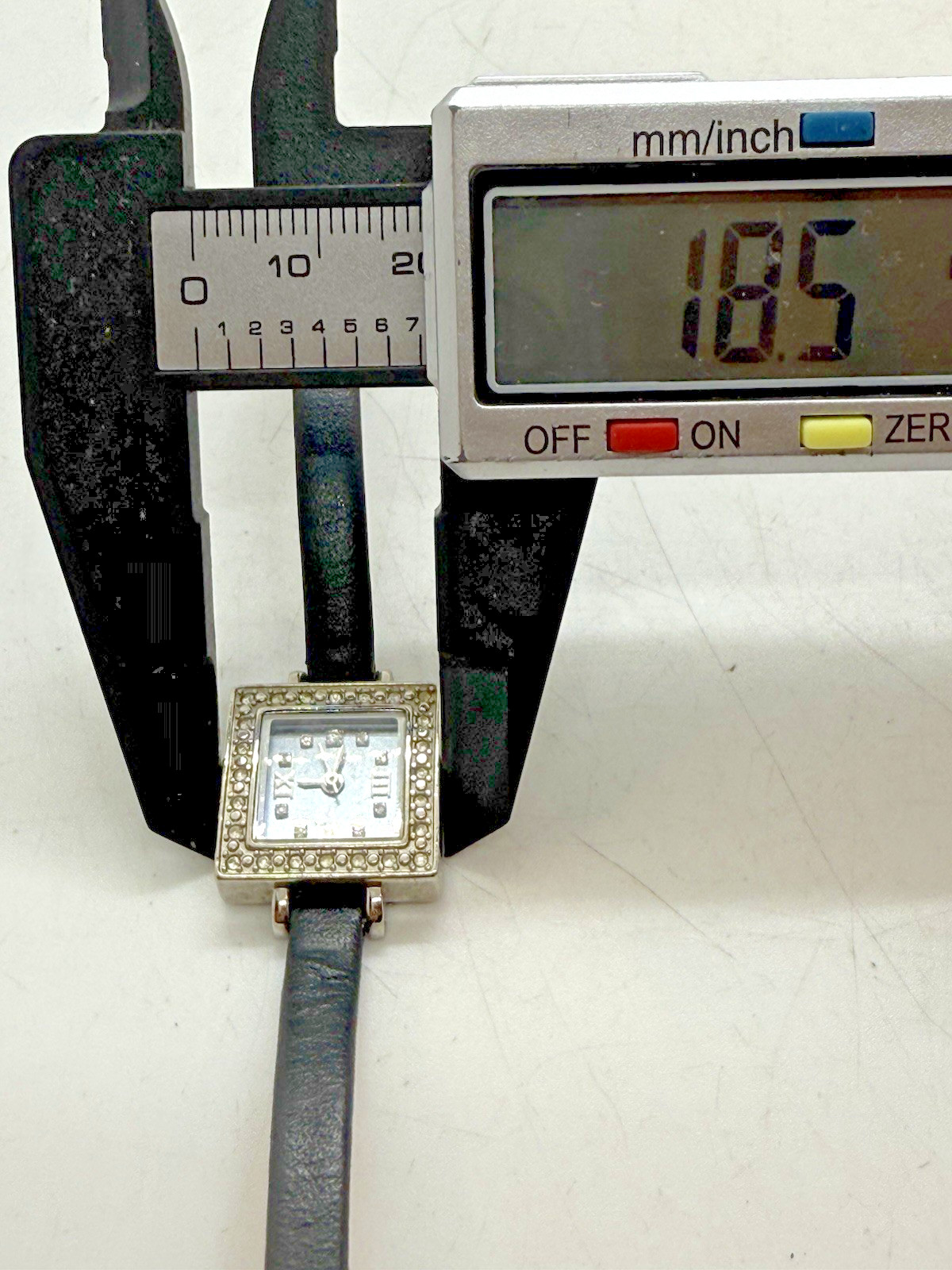 Fossil F2 Nordstrom ND-3586 Quartz Square Women’s Watch Crystal Bezel Black Band