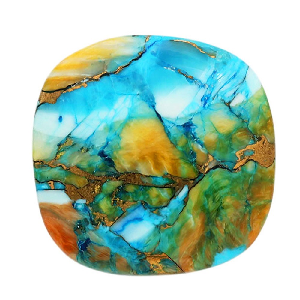 Natural Spiny Oyster Turquoise 24.7×24.9×5 mm Cushion Shape Gemstone LS87-06815