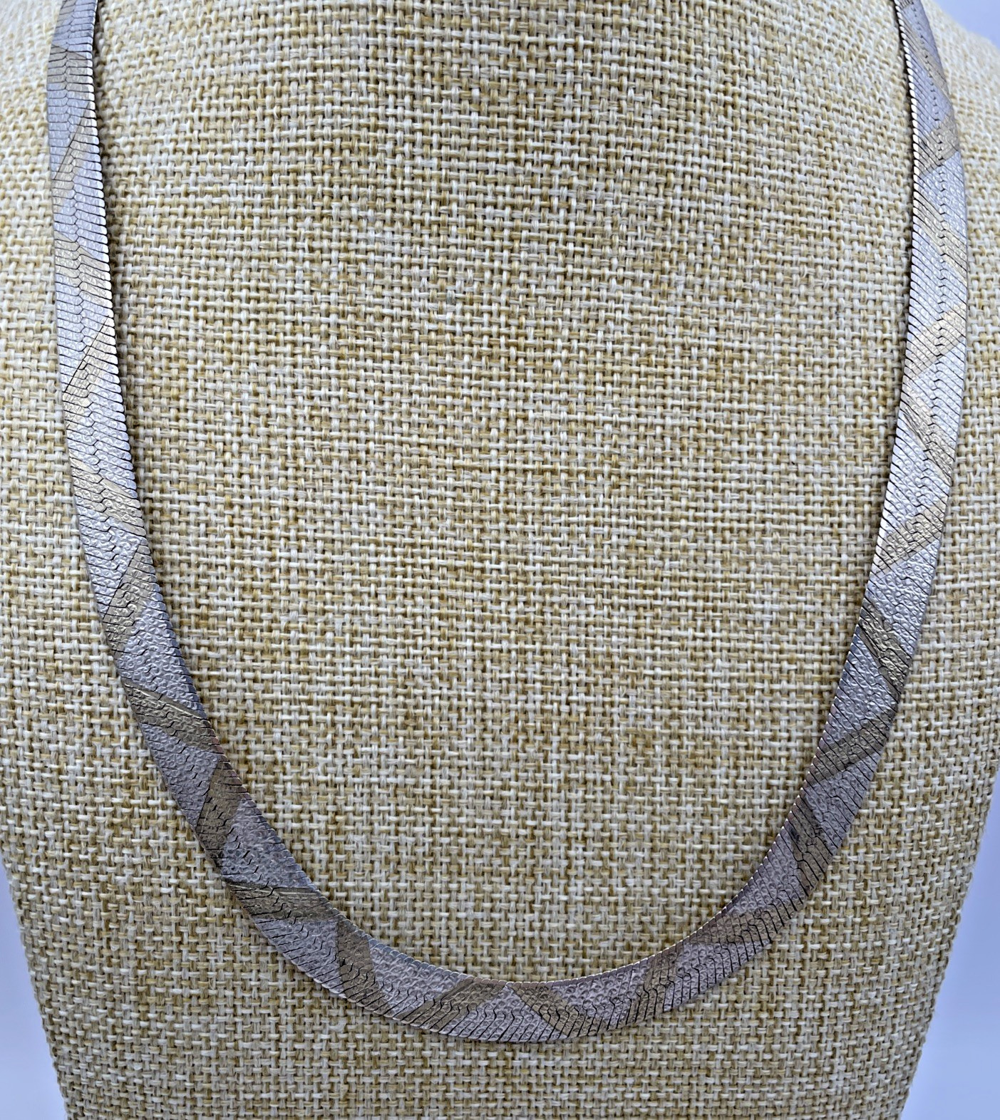 MILOR Italy 925 2 Tone Sterling Silver 19″ Herringbone Reversible Necklace 29 Gr