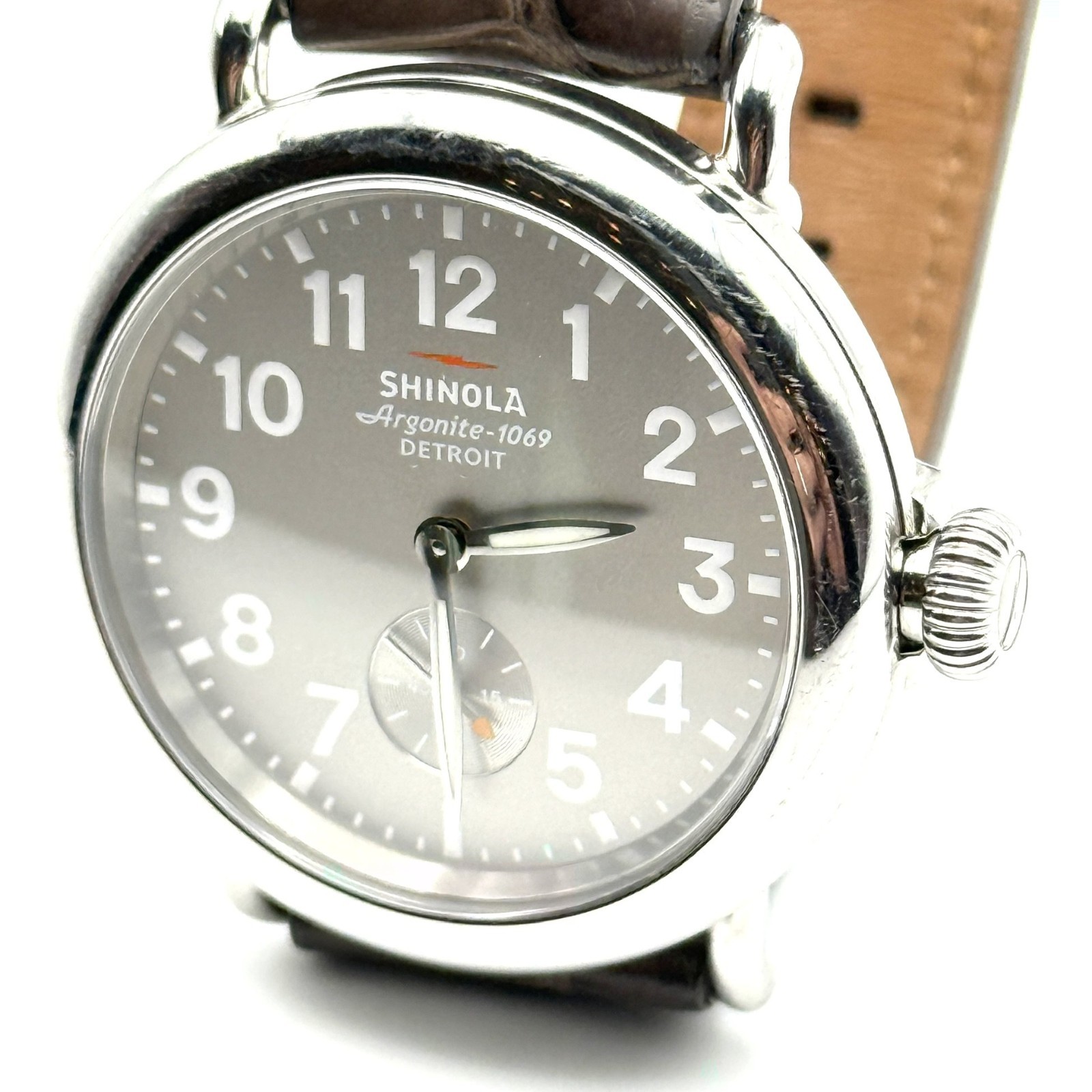 Shinola The Runwell Argonite 1069 Watch with Alligator Band *WORKS*