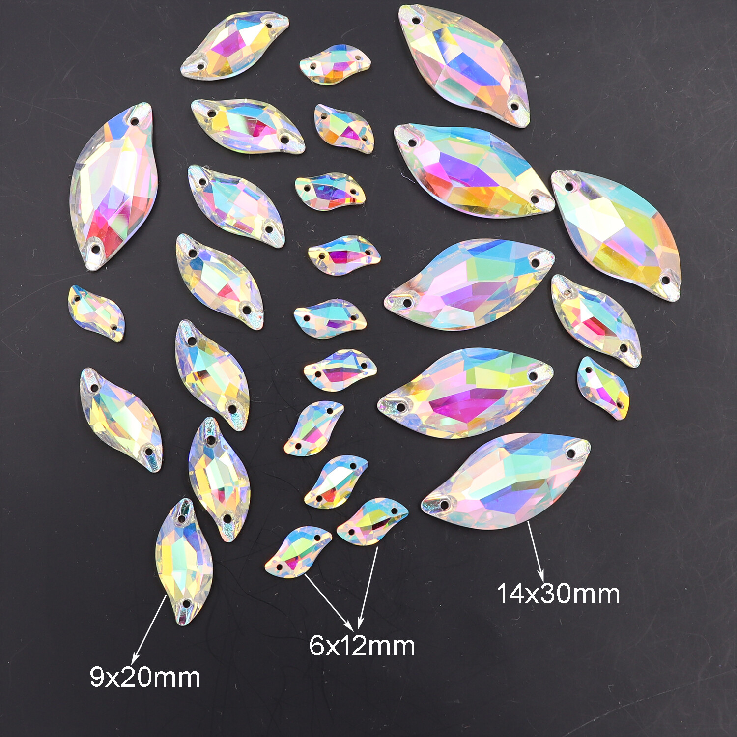 Sew On Rhinestones Crystal AB Glass Beads Flatback White Stones for Dress Making