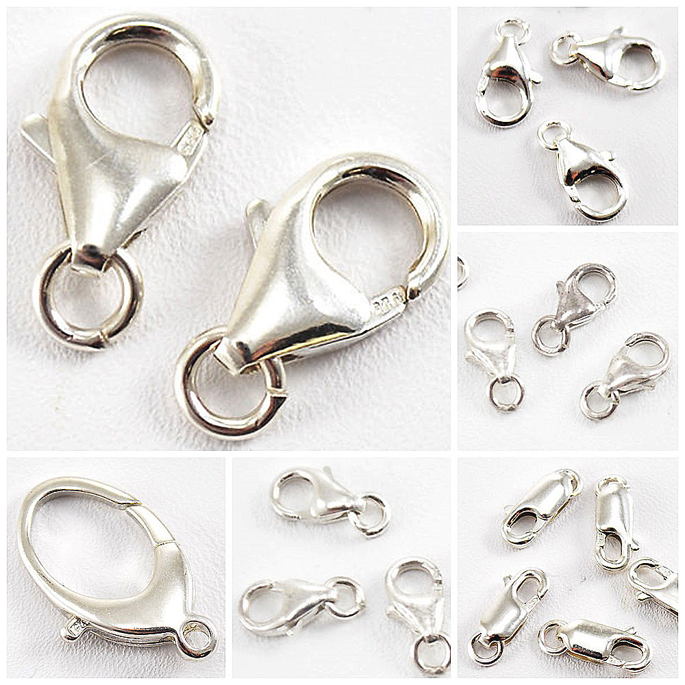 .925 Sterling Silver Lobster Claw Clasp 5mm 6mm 7mm 8mm 9mm Made in USA Findings