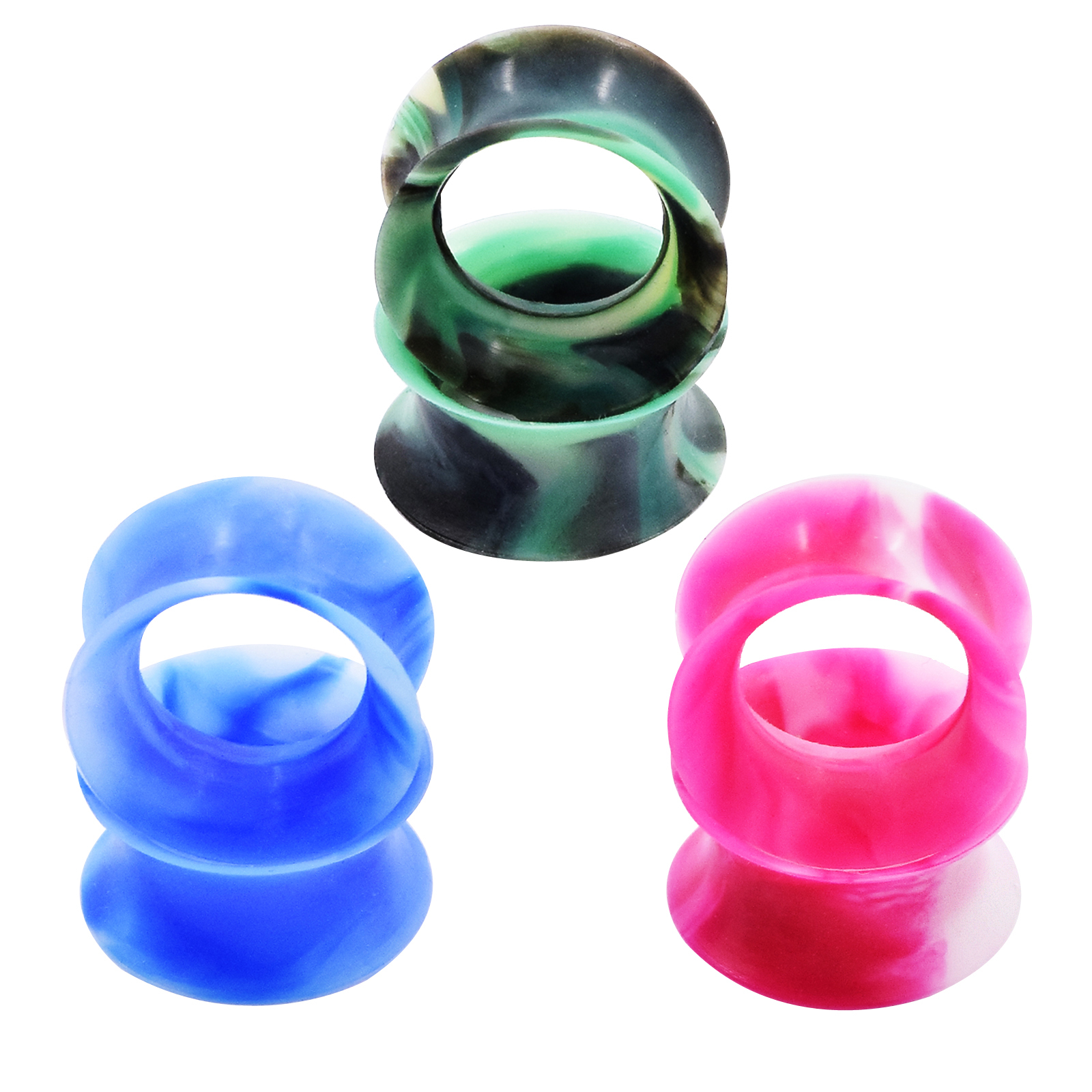 3 Pairs Thin Silicone Ear Skin Flexible Flesh Tunnels Plugs Ear Gauges Earlets