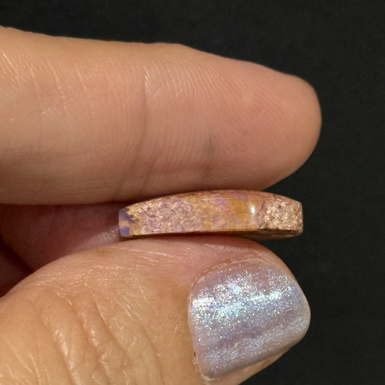 5.85ct 19.2x11x4.7mm Purple Crystal Pipe Australian Boulder Opal Cabochon Gem