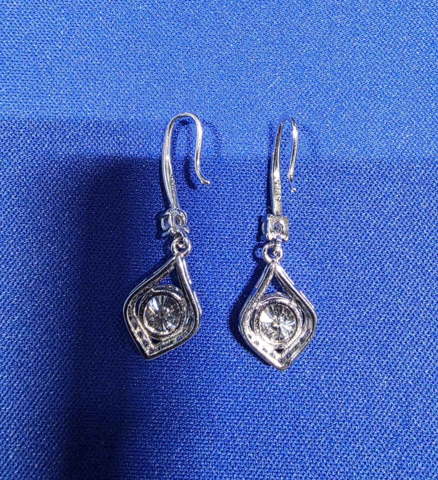1ct 2ct Moissanite Earrings Sterling Silver Dangle Teardrop Hook GRA Certified
