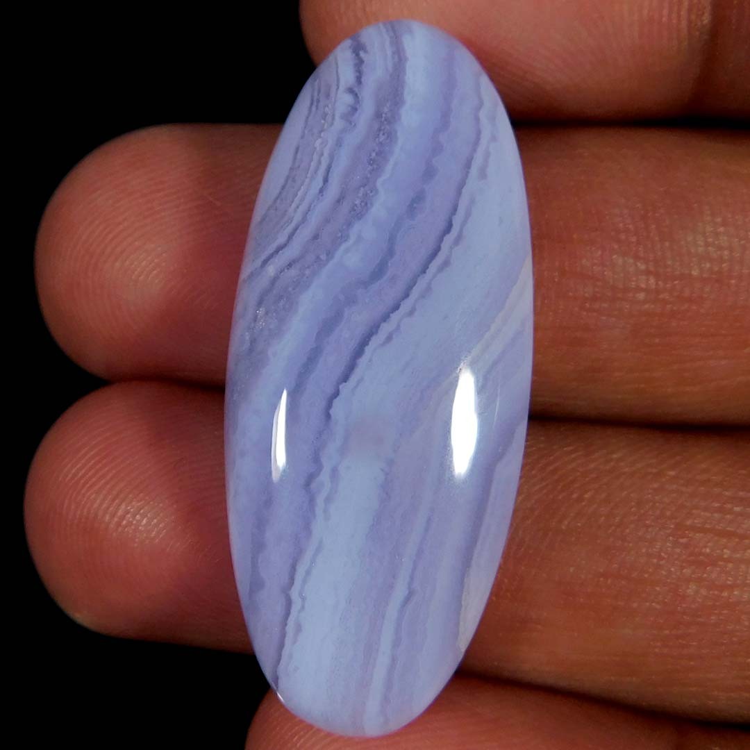 34.15Cts. Oval Cabochon Natural Blue Lace Agate Reiki Healing Loose Gemstone