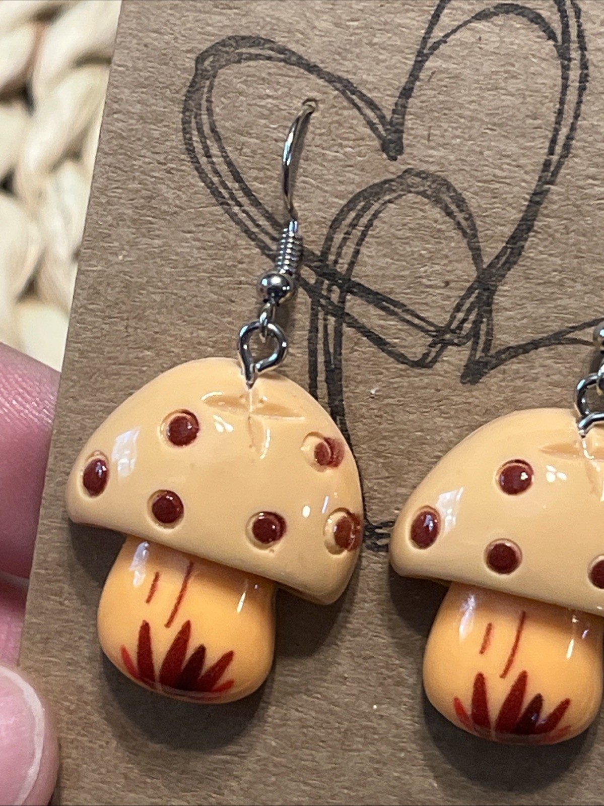 Mushroom Earrings NEW Retro Look