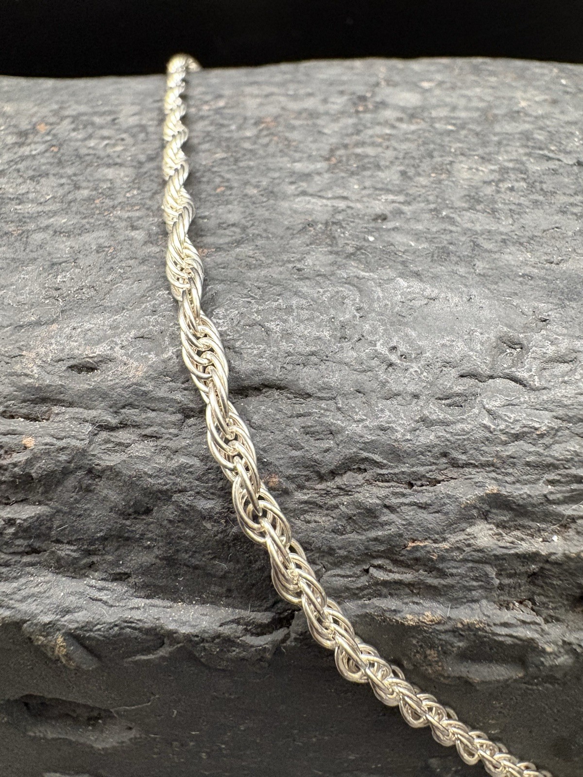 VTG 16” Sterling Silver 1990s Italy Rope Twist Link Chain Necklace Estate 925