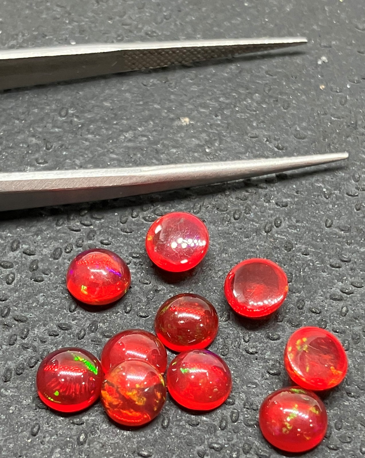 Red Opal Fire Round Flat Back Natural Ethiopian AAA Loose Gemstone For Jewelry