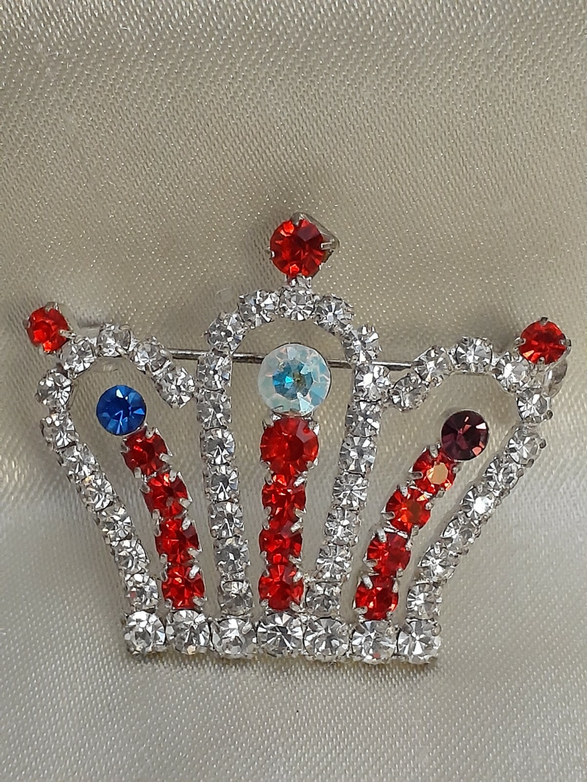 Crown Pin Colored AB Red Clear Crystals Bishop King Queen Princess C37