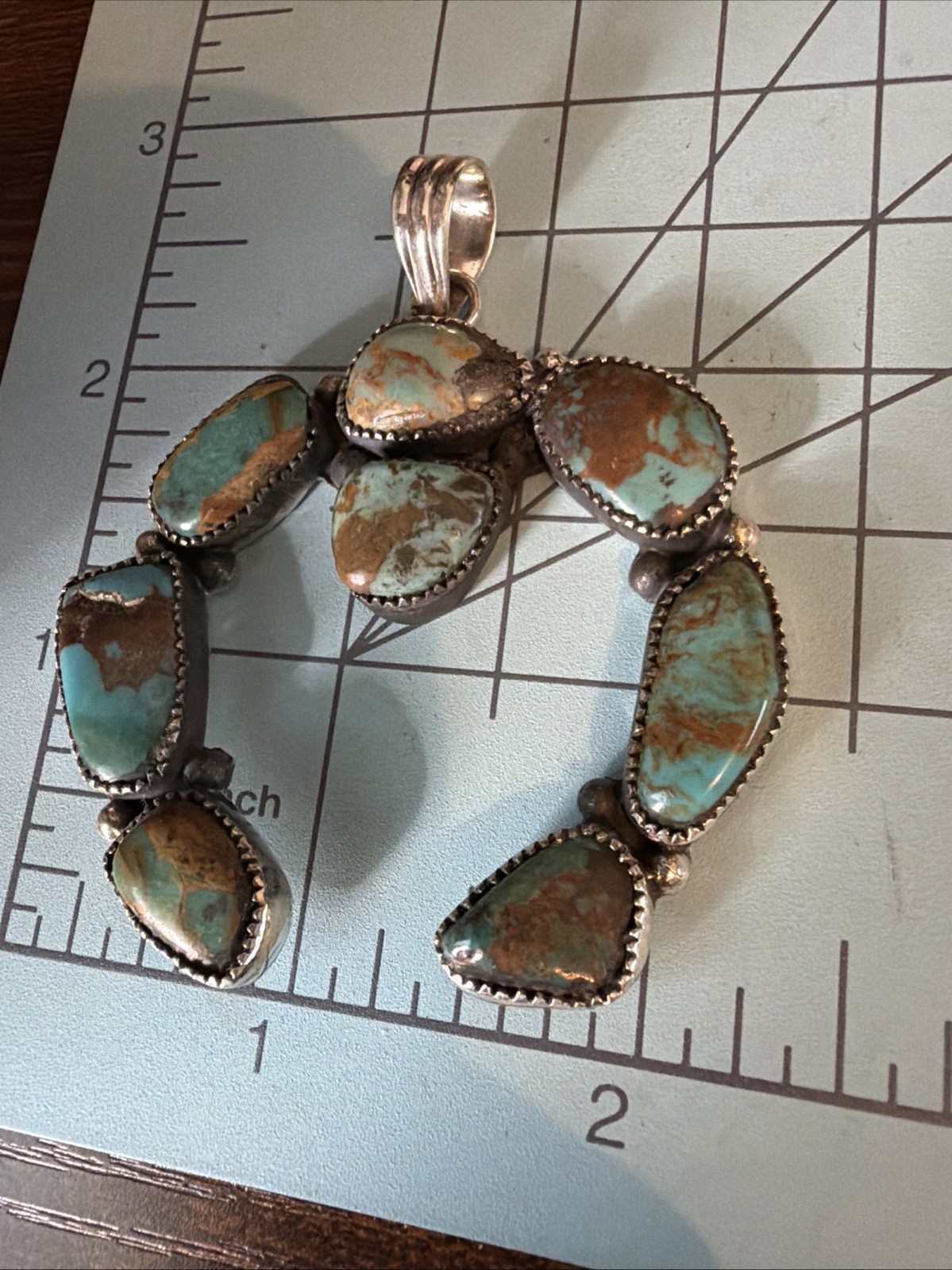 Southwestern Naja Pendant Sterling Silver & Turquoise 2.75″ 21+ Grams