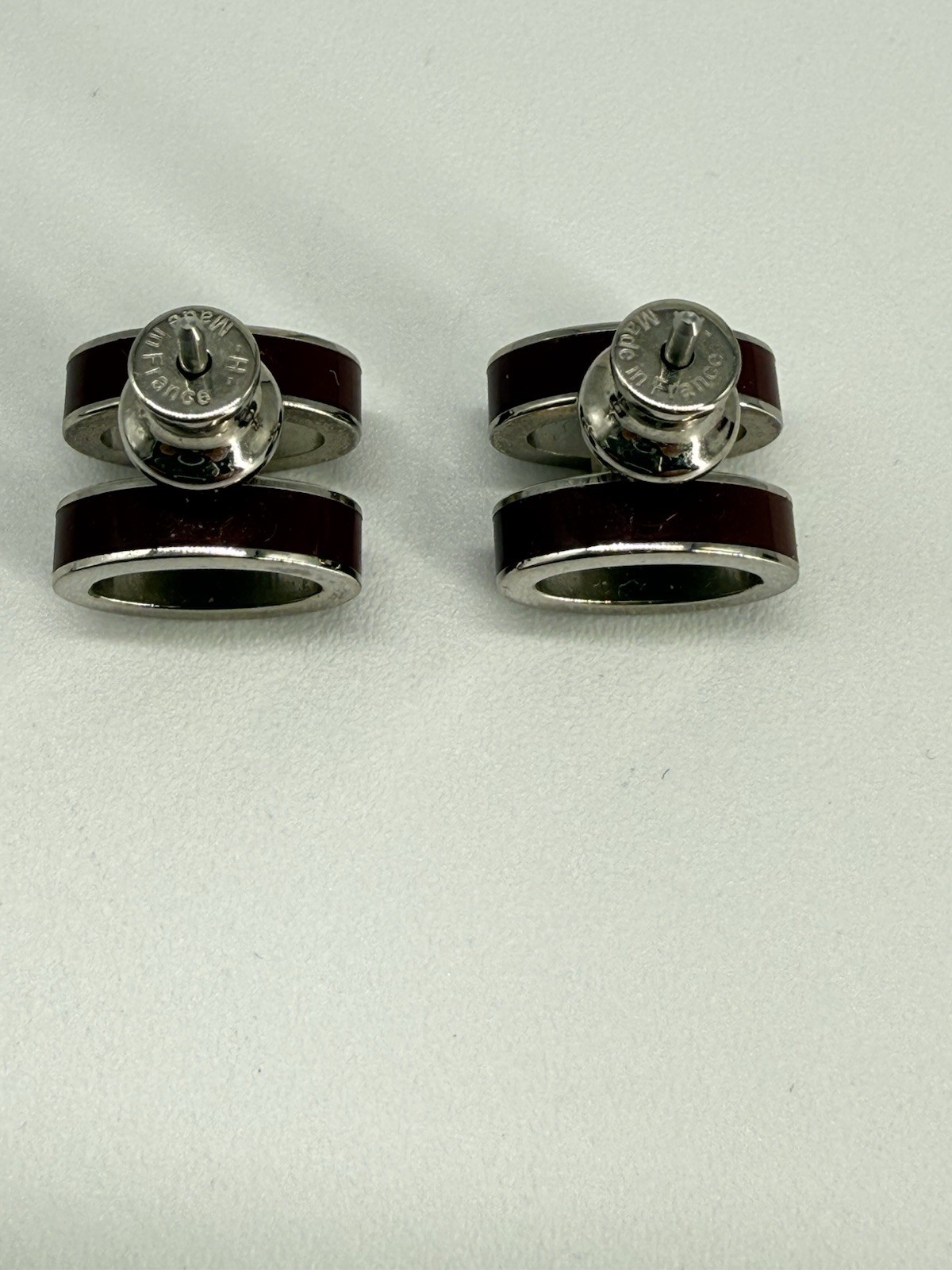 Hermes Mini Pop H Silver&Burgundy Earrings