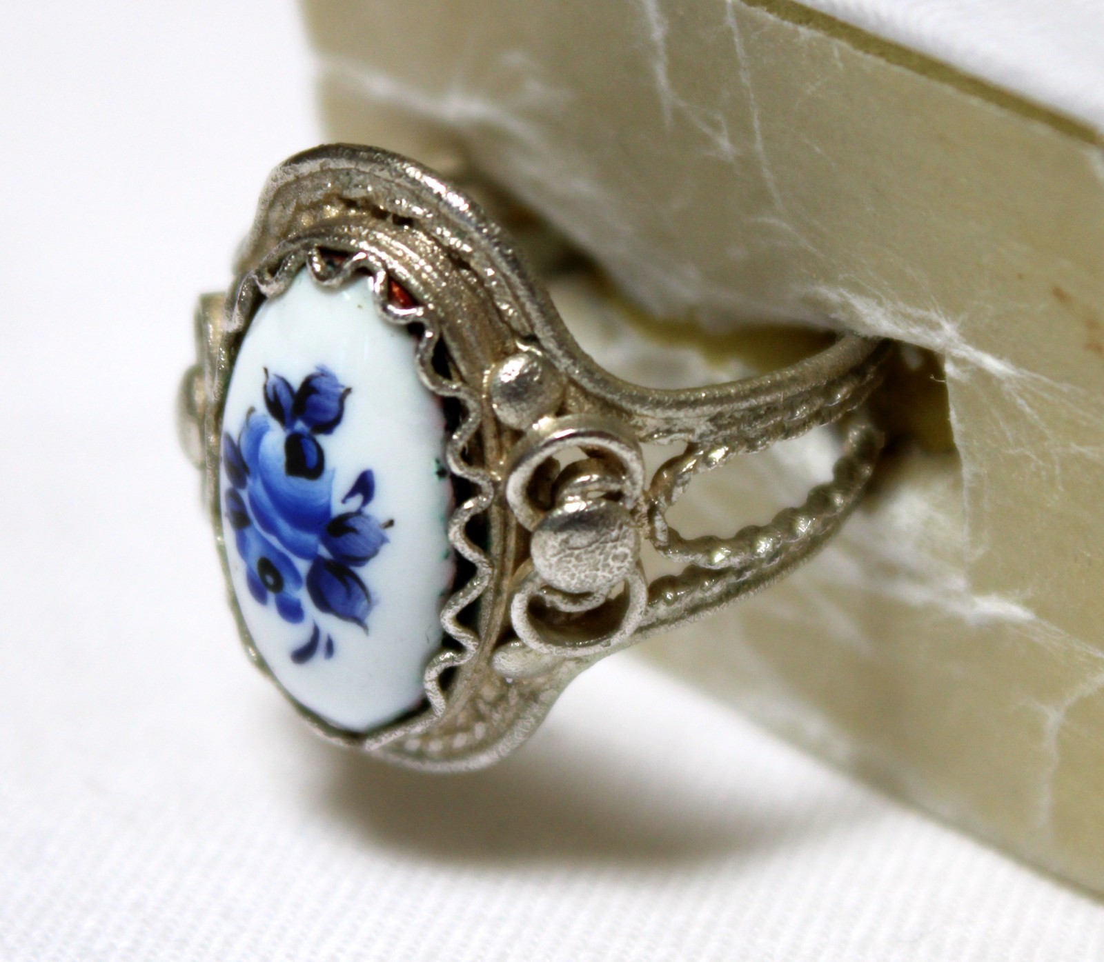 Vintage Russian Hand Painted Enamel Rings 3 Variation Finift Technique #94,96,97
