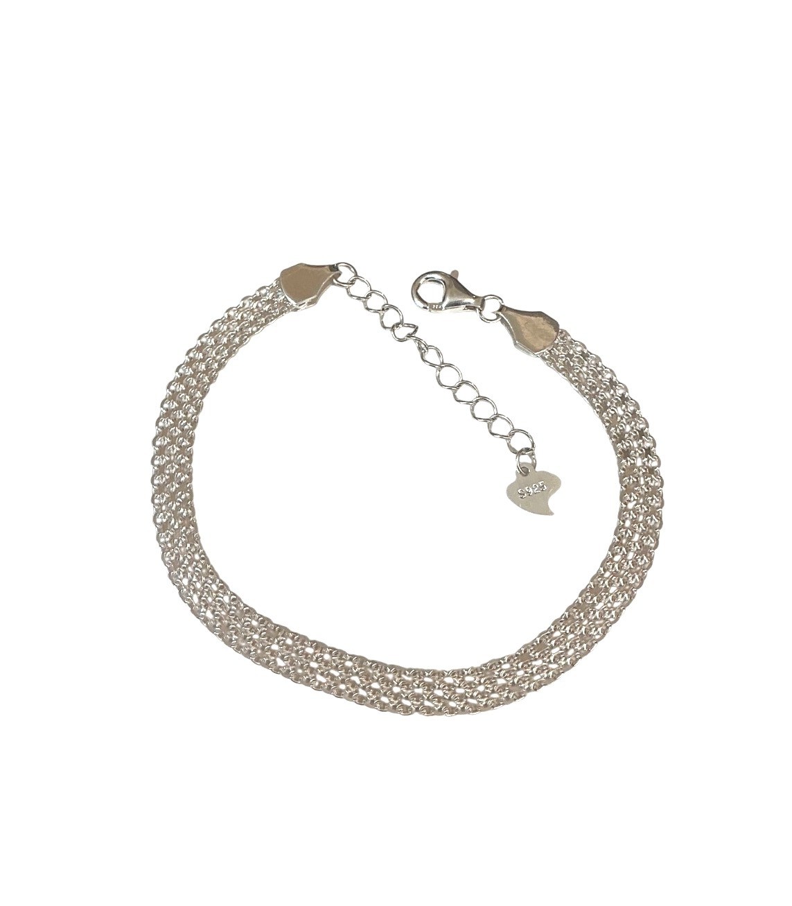 Sterling Silver 925 Mesh Bracelet Adjustable Jewely 6.75 Inch Lightweight 3.5g