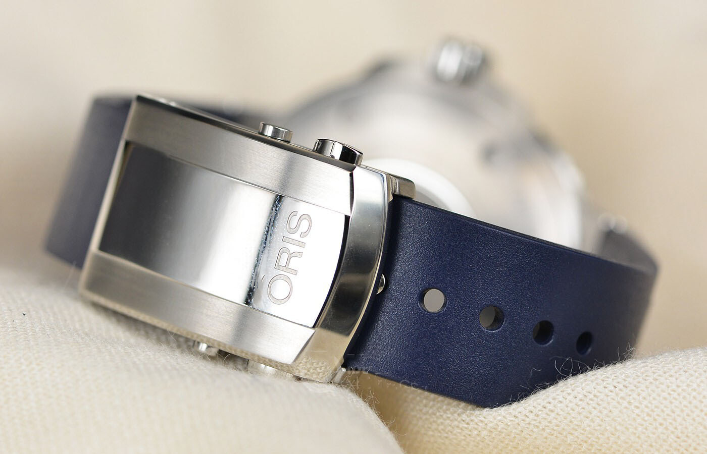 Oris 7730 7733 7754 7743Aquis Date Ø43.5mm BLUE Rubber Band Strap Bracelet 42465