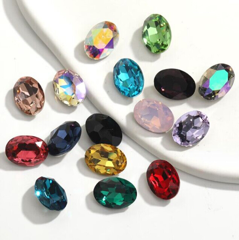High grade K9 Crystal Glass Rhinestones Oval Color Faceted Beads Jewelrys