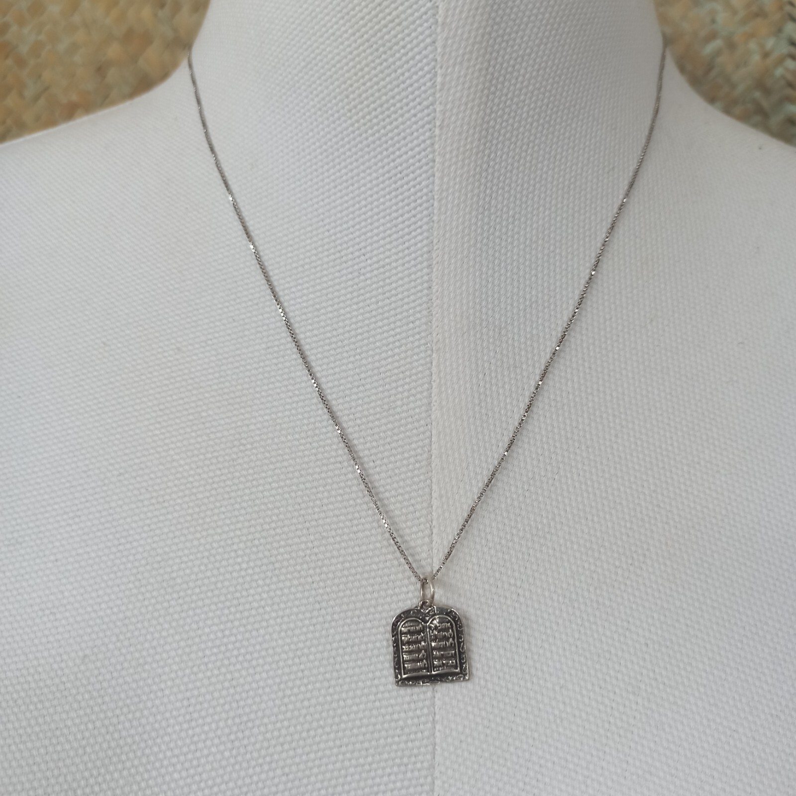 Ten Commandments Necklace Vintage Silver 925 Hebrew Men Women Jewish VTG Gift 19