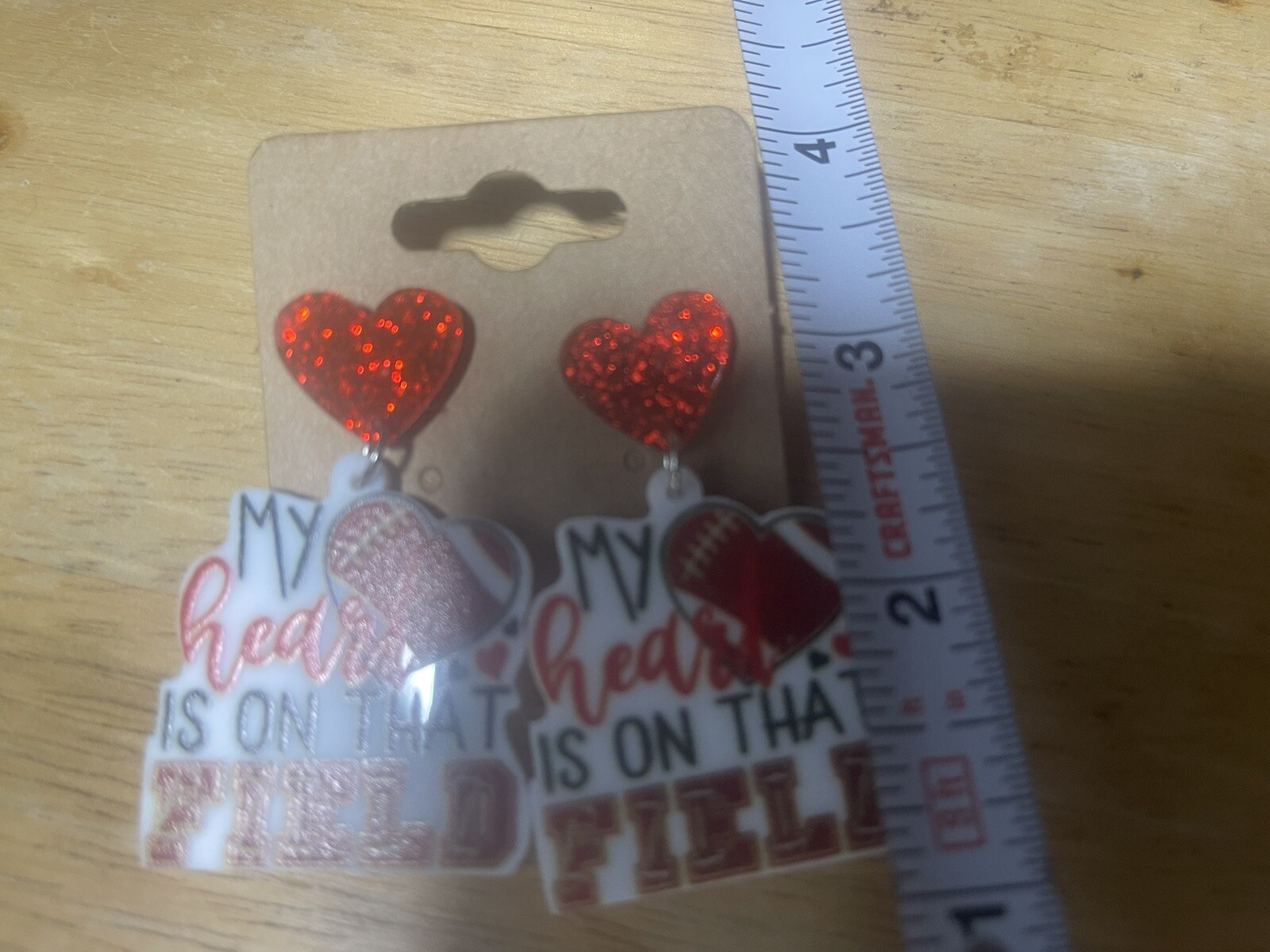 MY HEART IS ON THAT FIELD FOOTBALL ACRYLIC FOOTBALL EARRINGS C1109