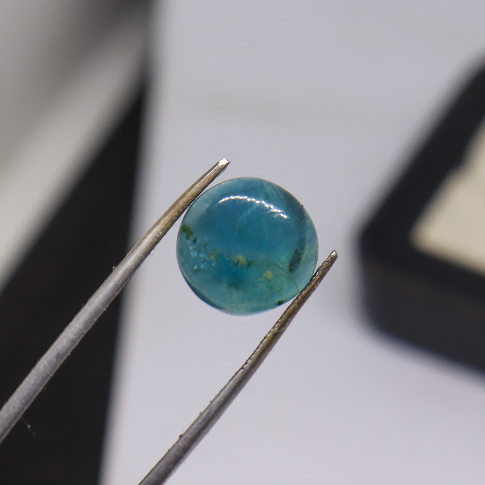 Exotic Blue Green Fluorite 13mm Round Cabochon Natural Designer Gem 10.40 Ct