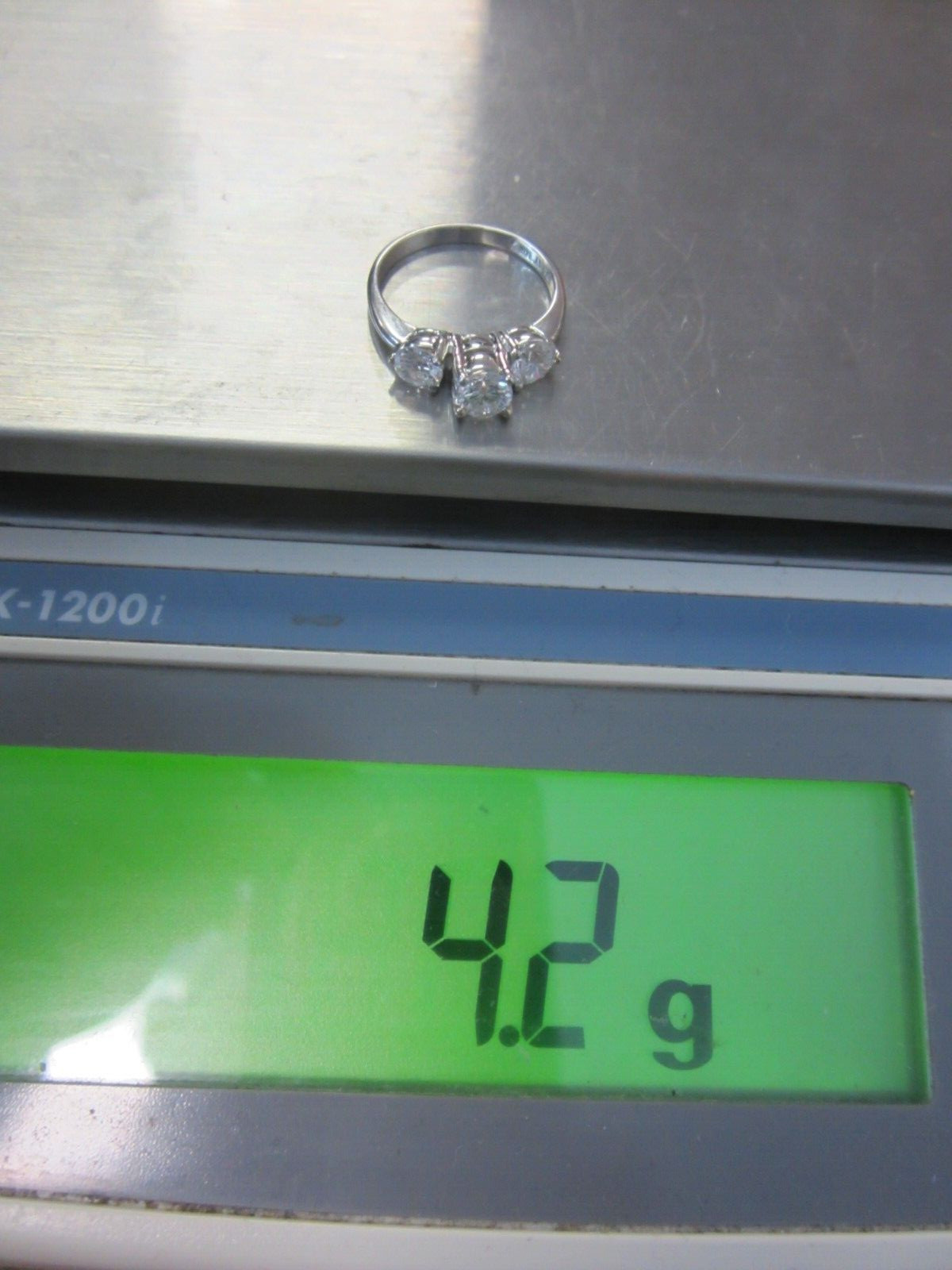ESTATE PLATINUM 3-STONE DIAMOND ENGAGEMENT STYLE RING 1.06CT APPRAISED $4,217