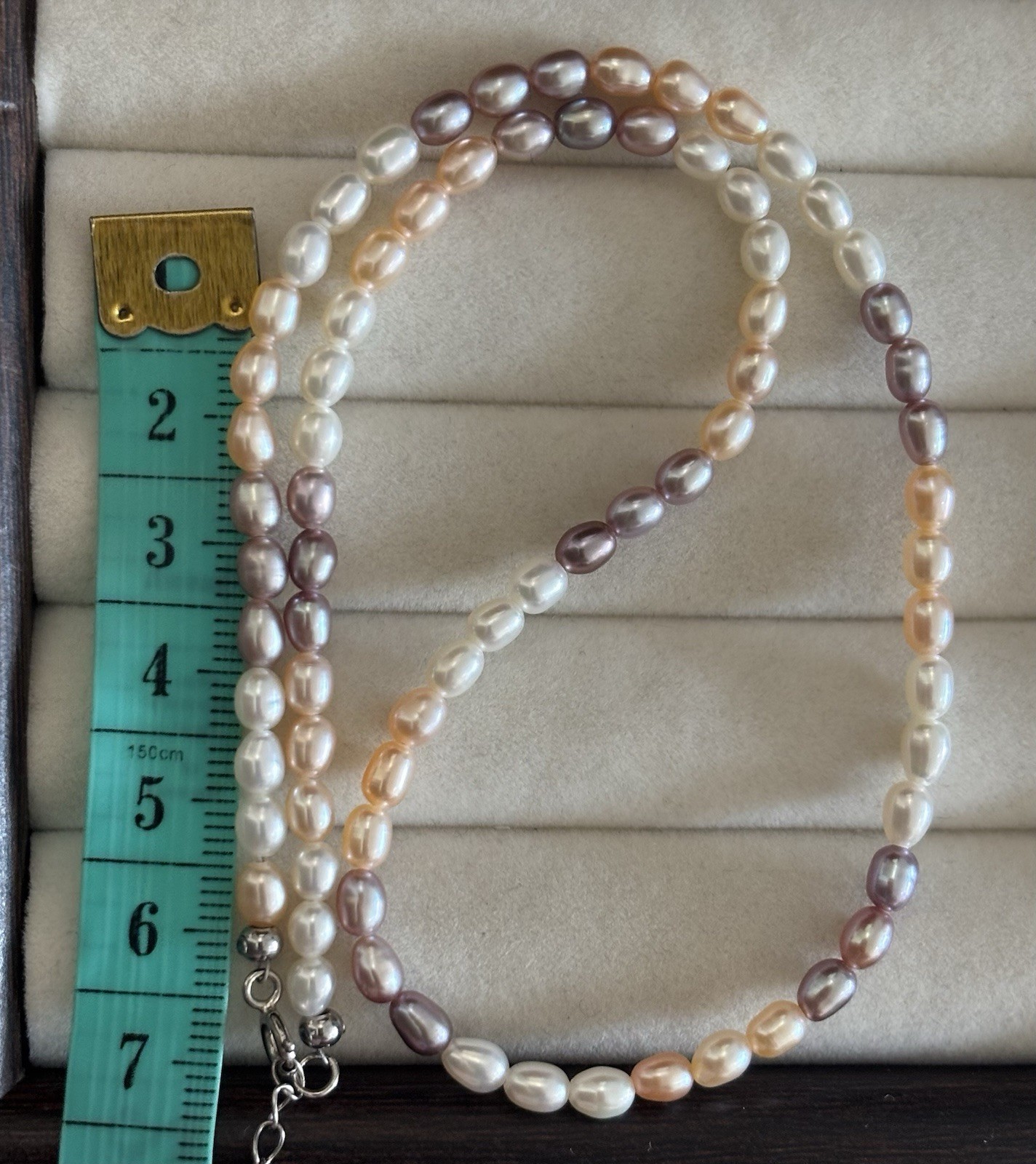 Multicolour Cultured Freshwater Rice Pearl Necklace | Cream Peach Lavender | #6