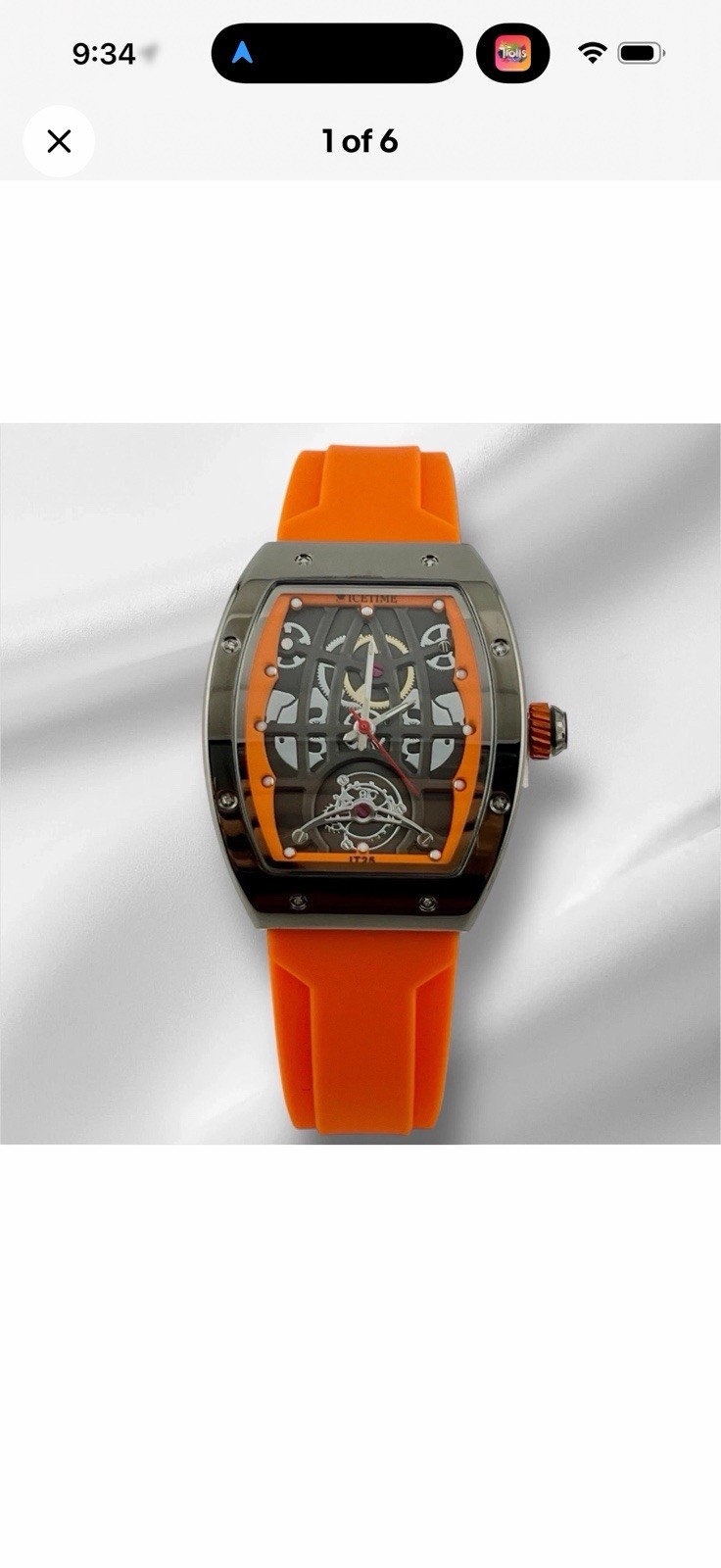IceTime 33mm Men’s Orange/Black Dial Steel Mens Watch 0.10ct Diamonds IT25