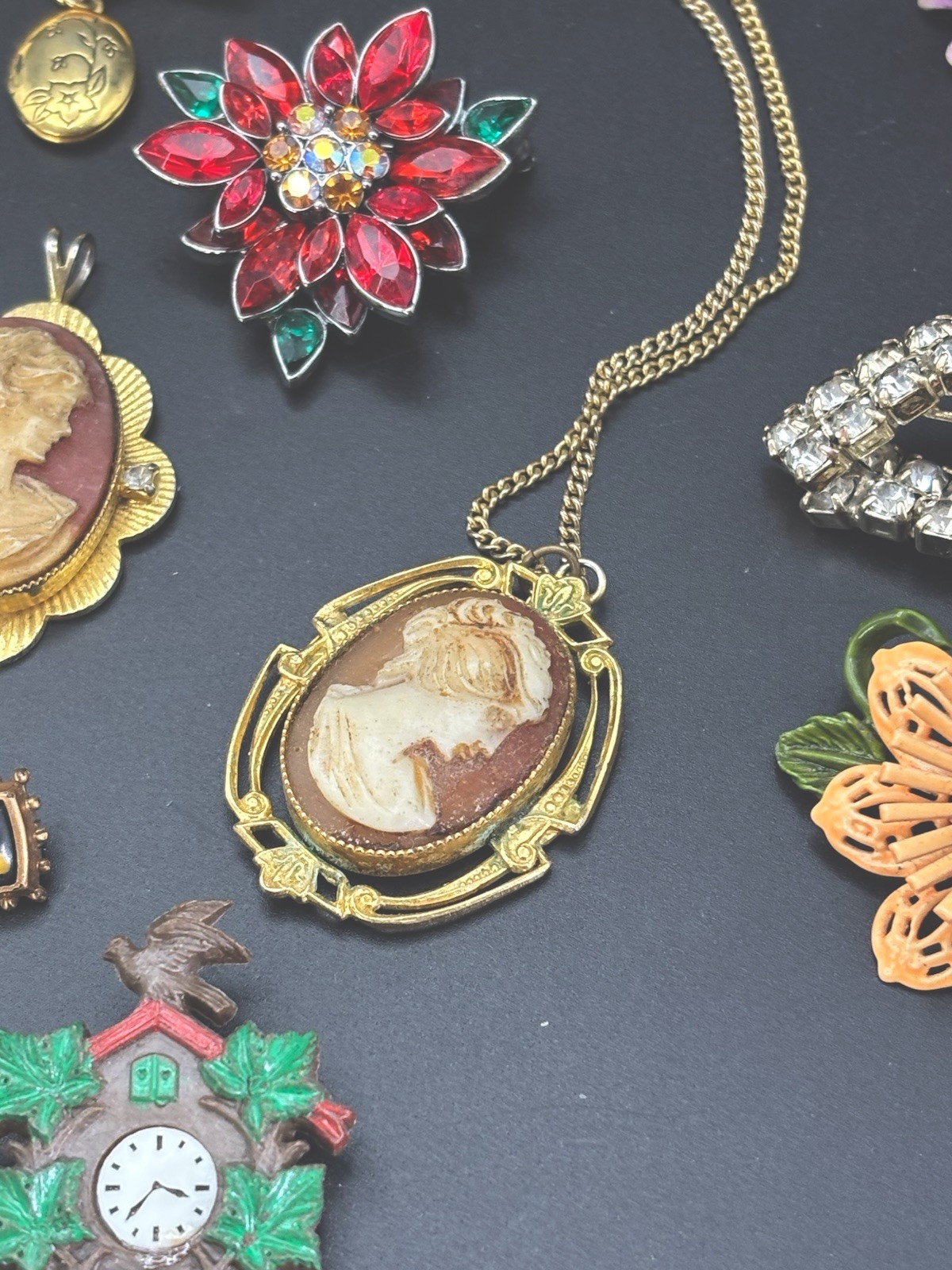 ESTATE VICTORIAN/ Art Deco /MCM WEARABLE Cameos Stick pins old Brooches 40 PCS