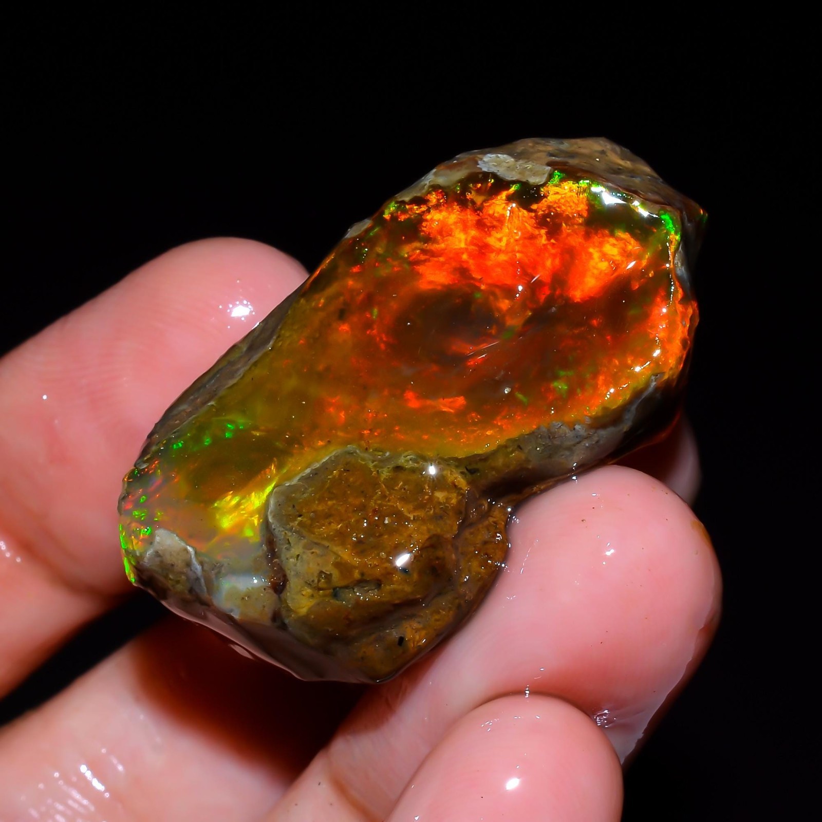 AAA+ Huge Ethiopian Oil Opal Rough, 57 Ct Welo Fire Opal Raw, Jewelry Making Raw
