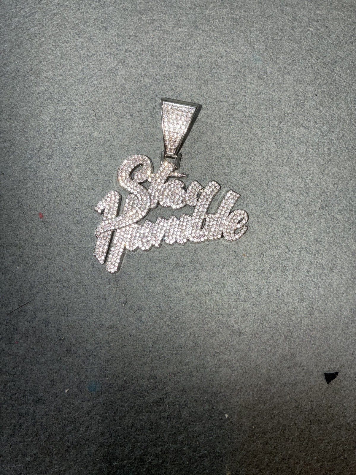 Iced Out “Stay Humble” Pendant Silver Tone CZ Hip Hop Necklace Charm