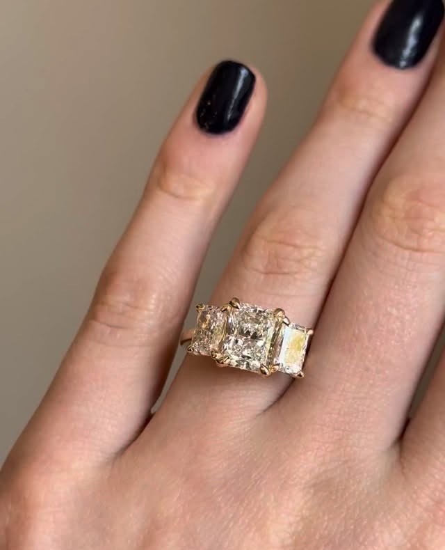 4.90 Ct Radiant Lab Grown Diamond Ring 14K Yellow Gold Elegant Engagement Ring