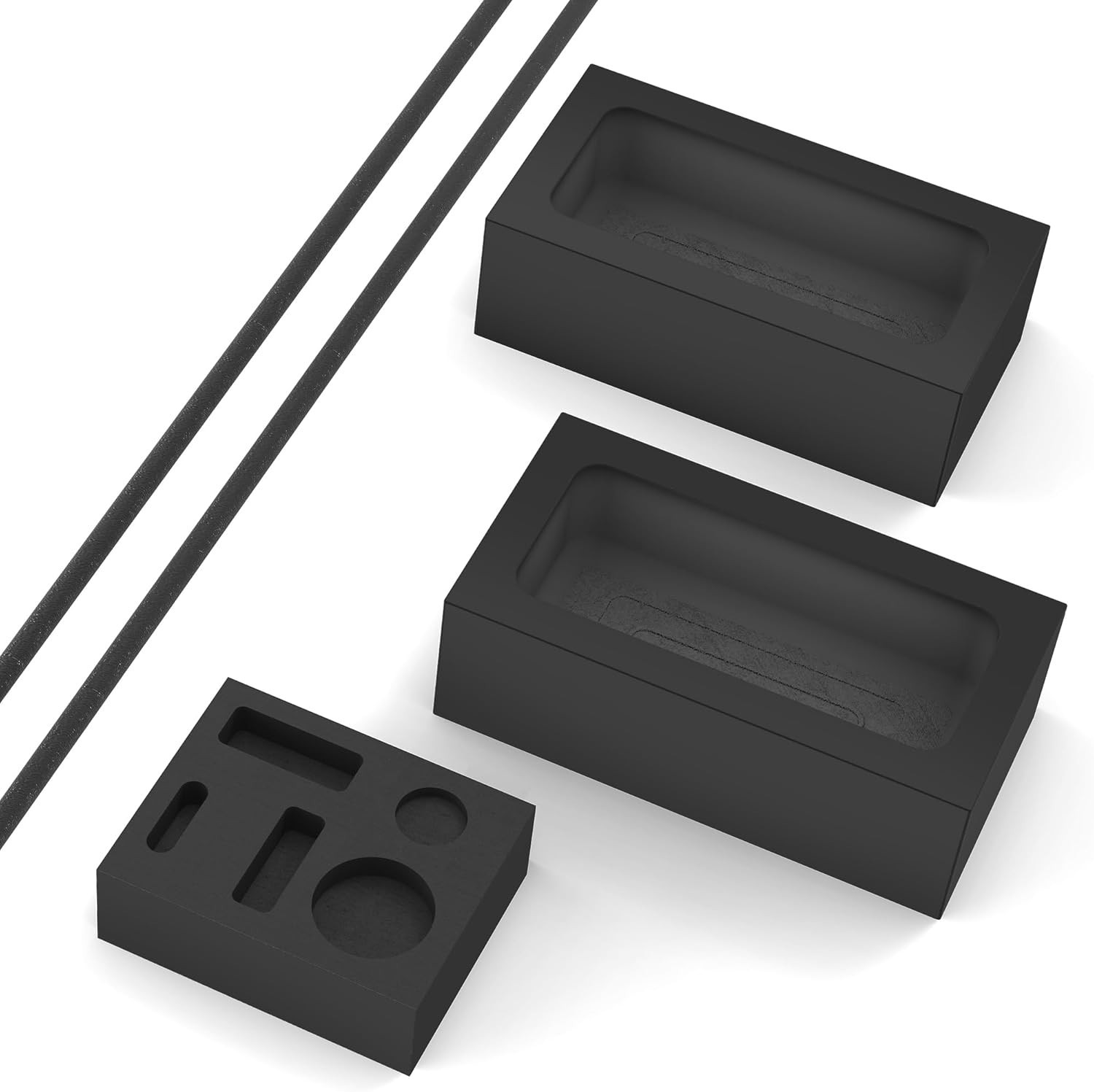 5 Pieces Graphite Ingot Mold Kit – 2 1Kg Ingot Mold, 2 Stir Rods, 5-In-1 Ingot M