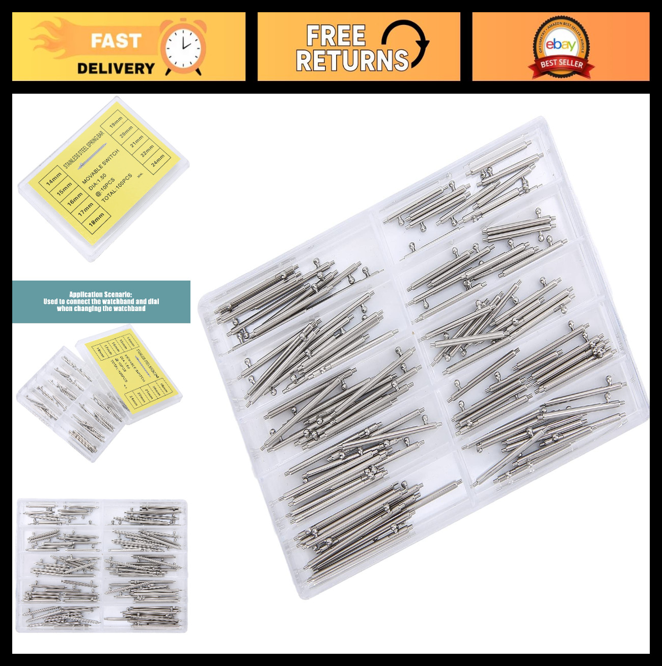 Quick Release Spring Bars Pins for Watch Repair – Strap Link Pins Accessories