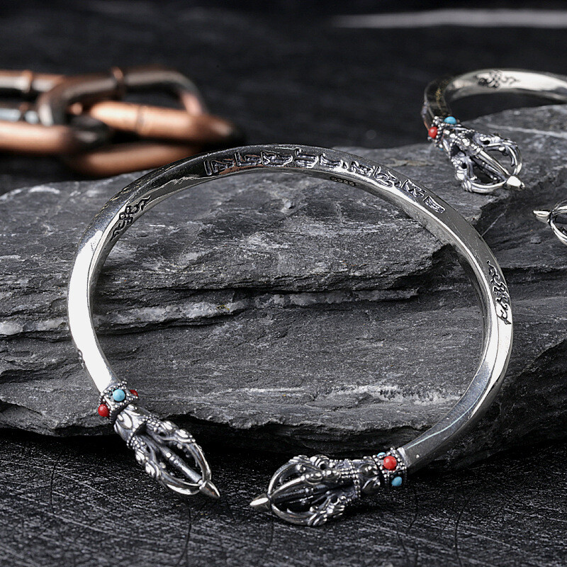A24 Bangle Buddhist Vajra Magic Instrument Silver 925 Agate